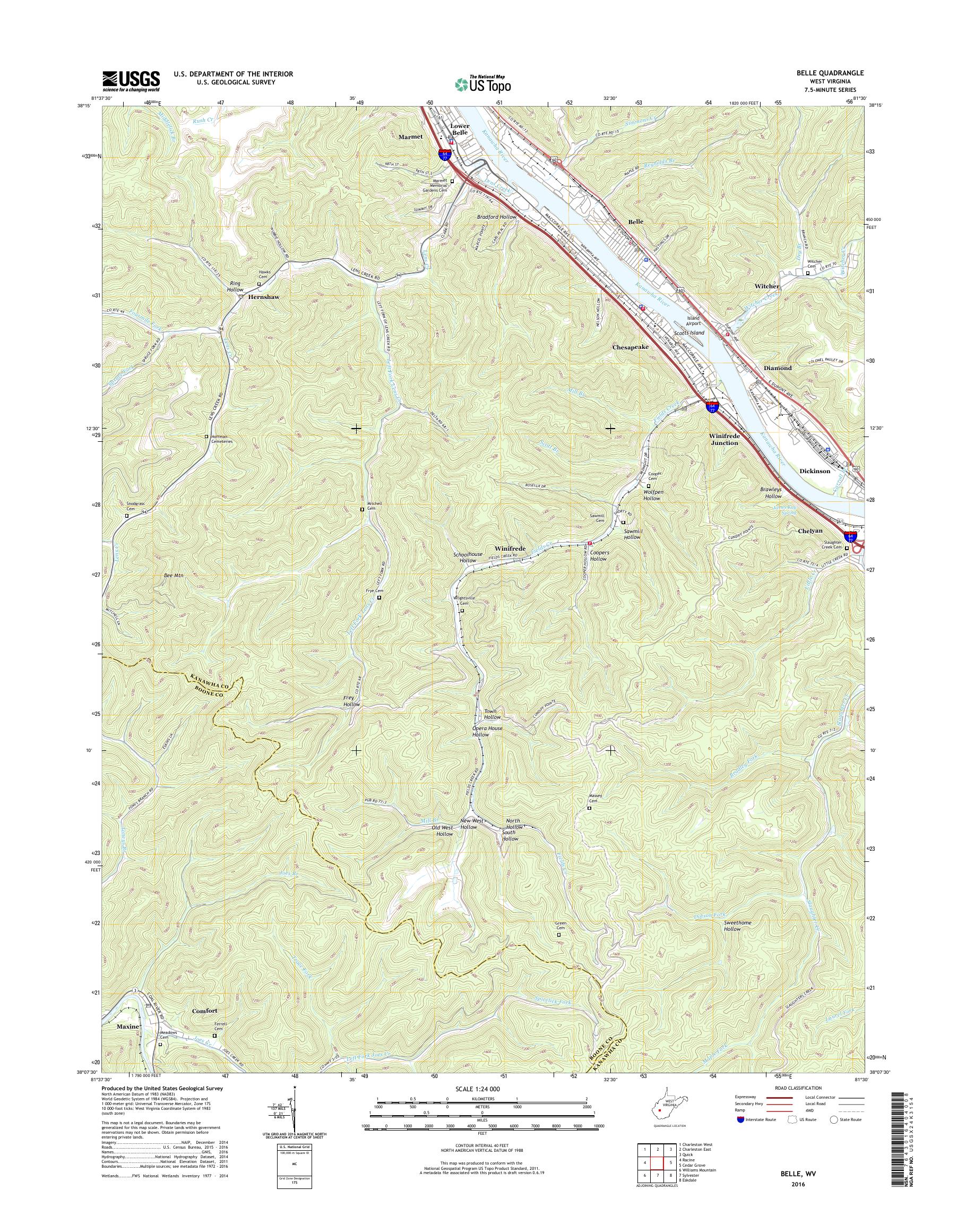 MyTopo Belle, West Virginia USGS Quad Topo Map