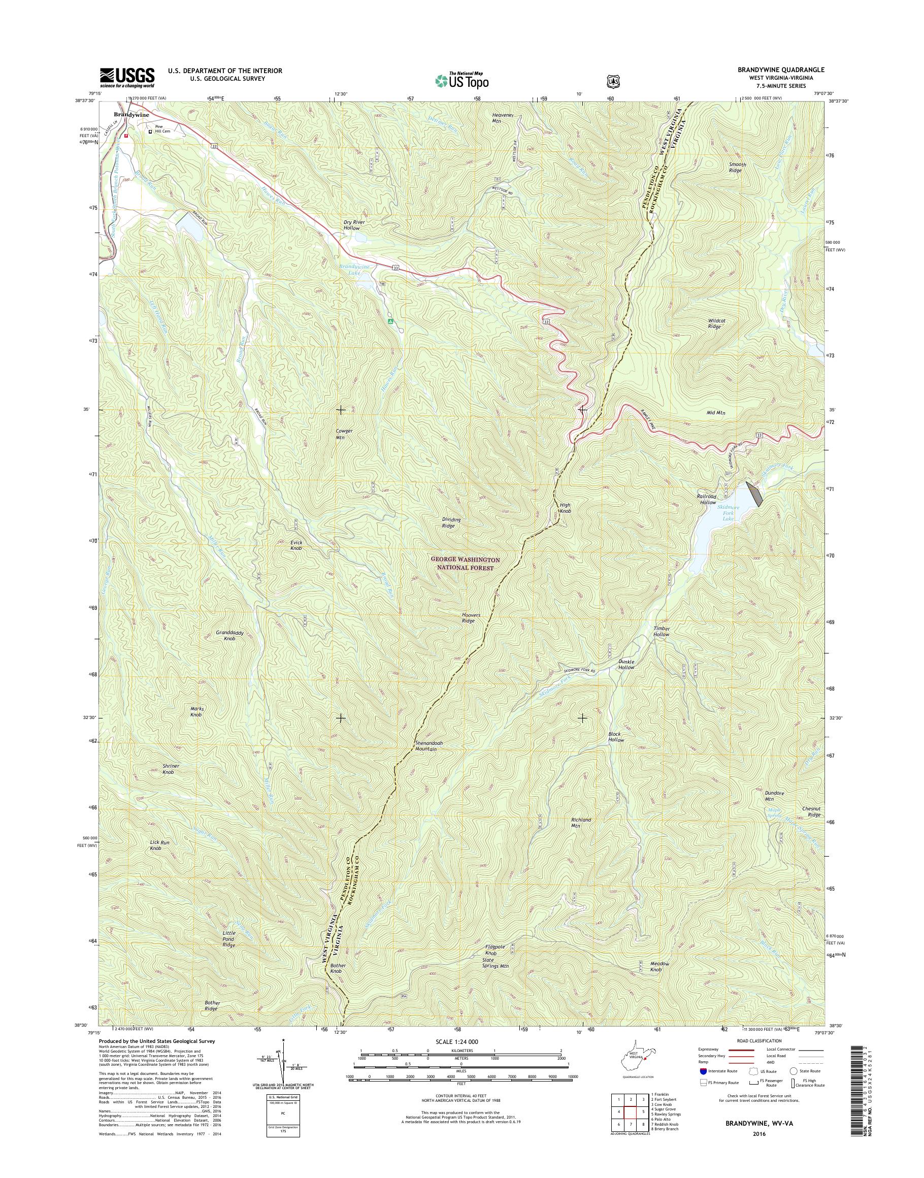 MyTopo Brandywine, West Virginia USGS Quad Topo Map
