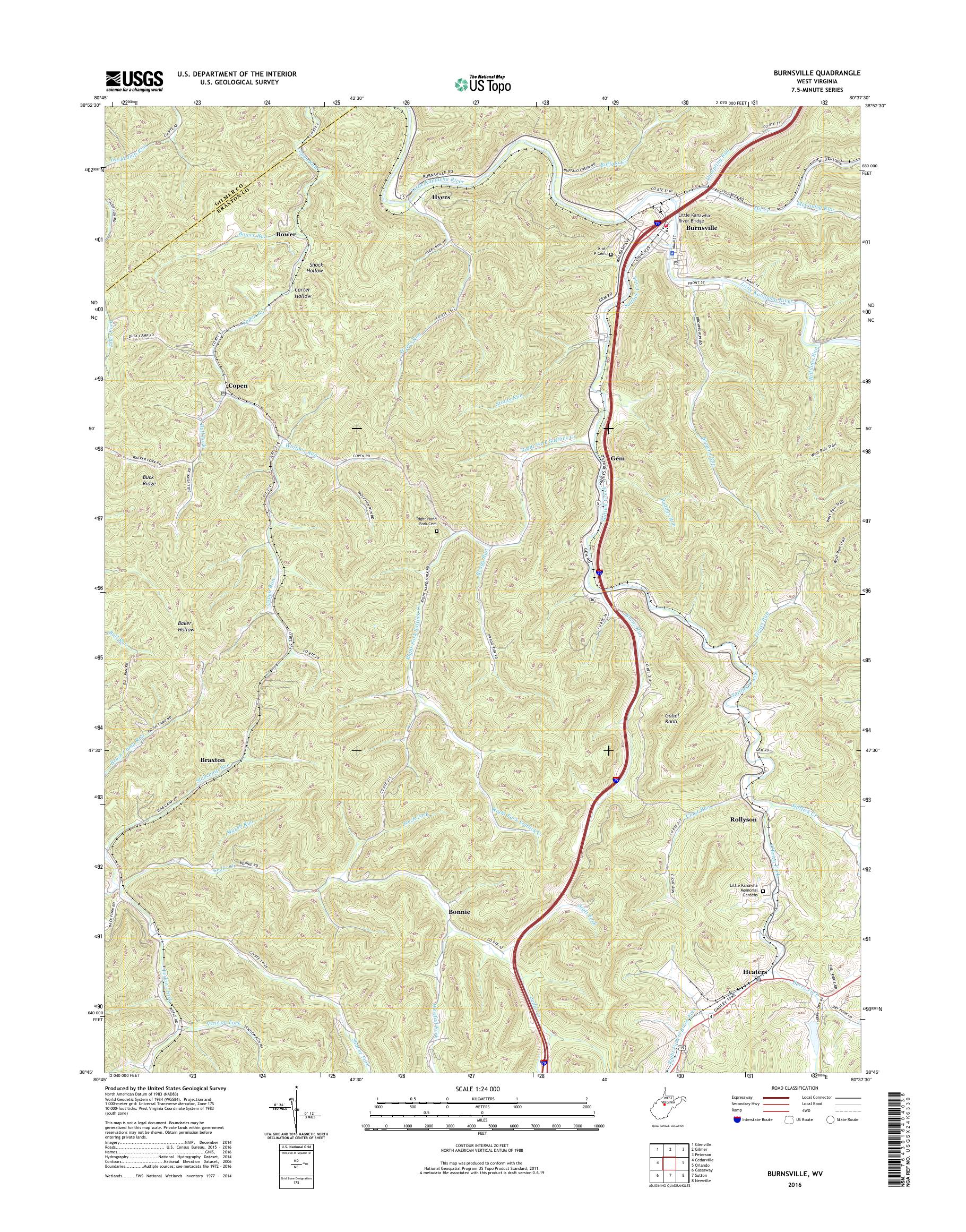 MyTopo Burnsville, West Virginia USGS Quad Topo Map