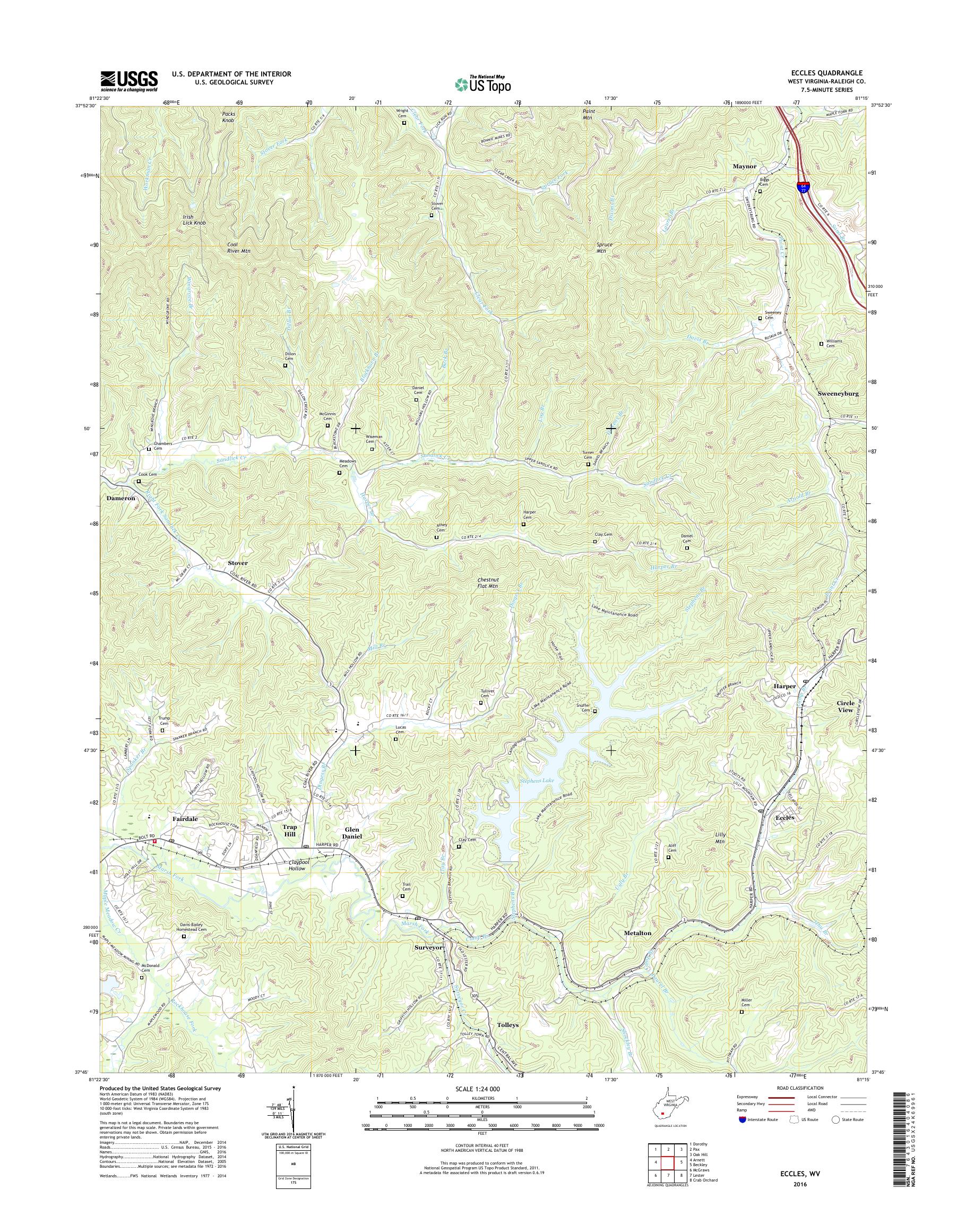 MyTopo Eccles West Virginia USGS Quad Topo Map