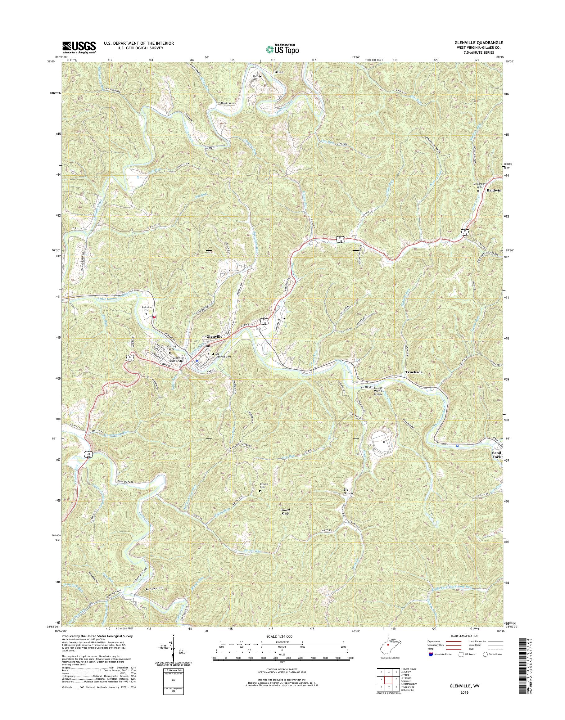 MyTopo Glenville, West Virginia USGS Quad Topo Map