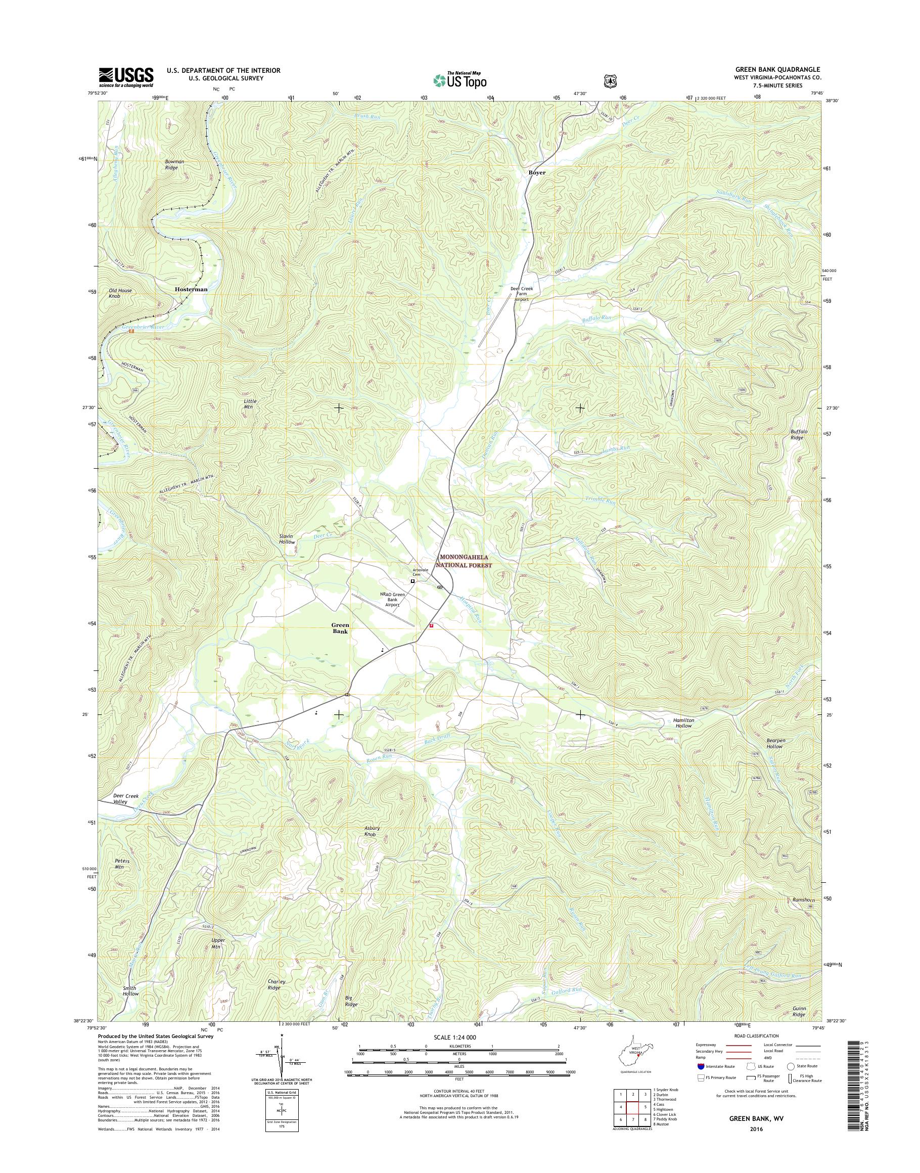 MyTopo Green Bank, West Virginia USGS Quad Topo Map