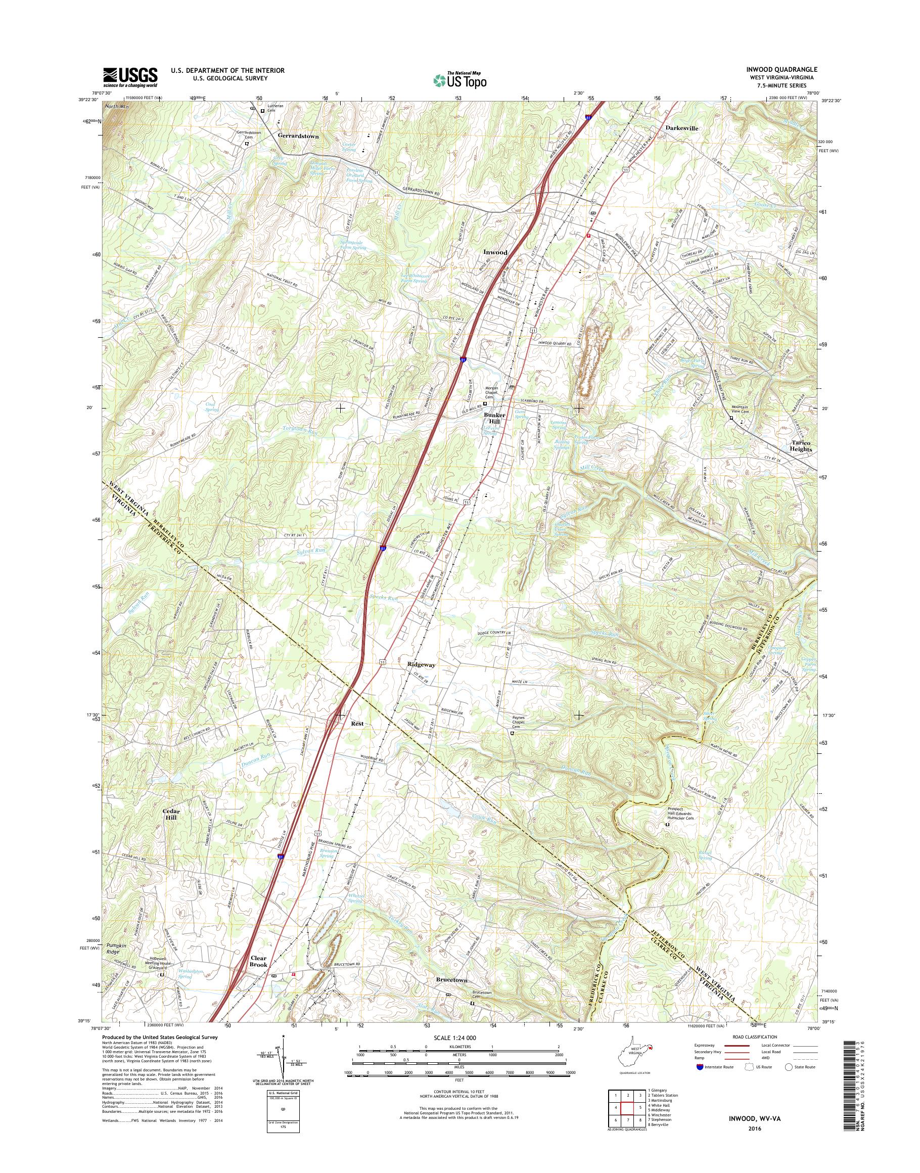 MyTopo Inwood, West Virginia USGS Quad Topo Map