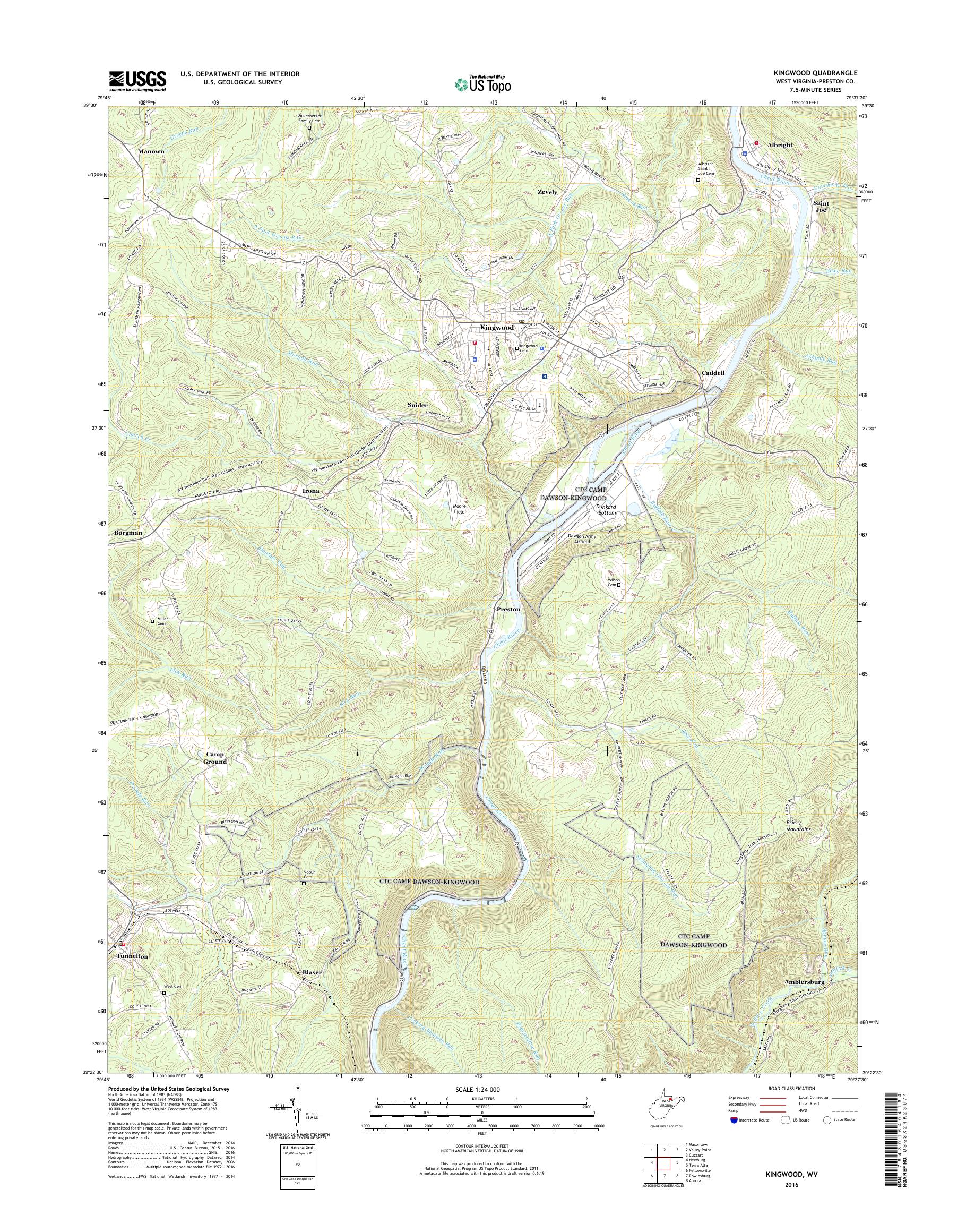 MyTopo Kingwood, West Virginia USGS Quad Topo Map