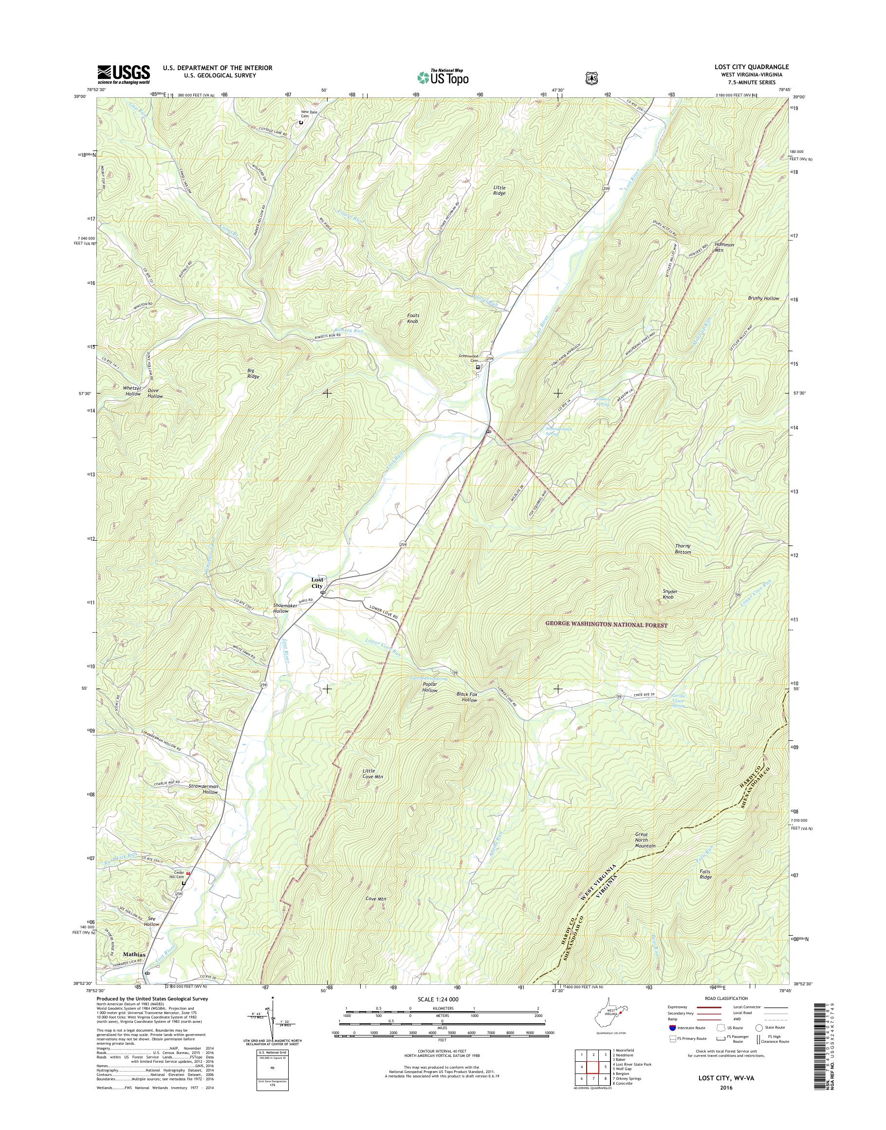 MyTopo Lost City, West Virginia USGS Quad Topo Map