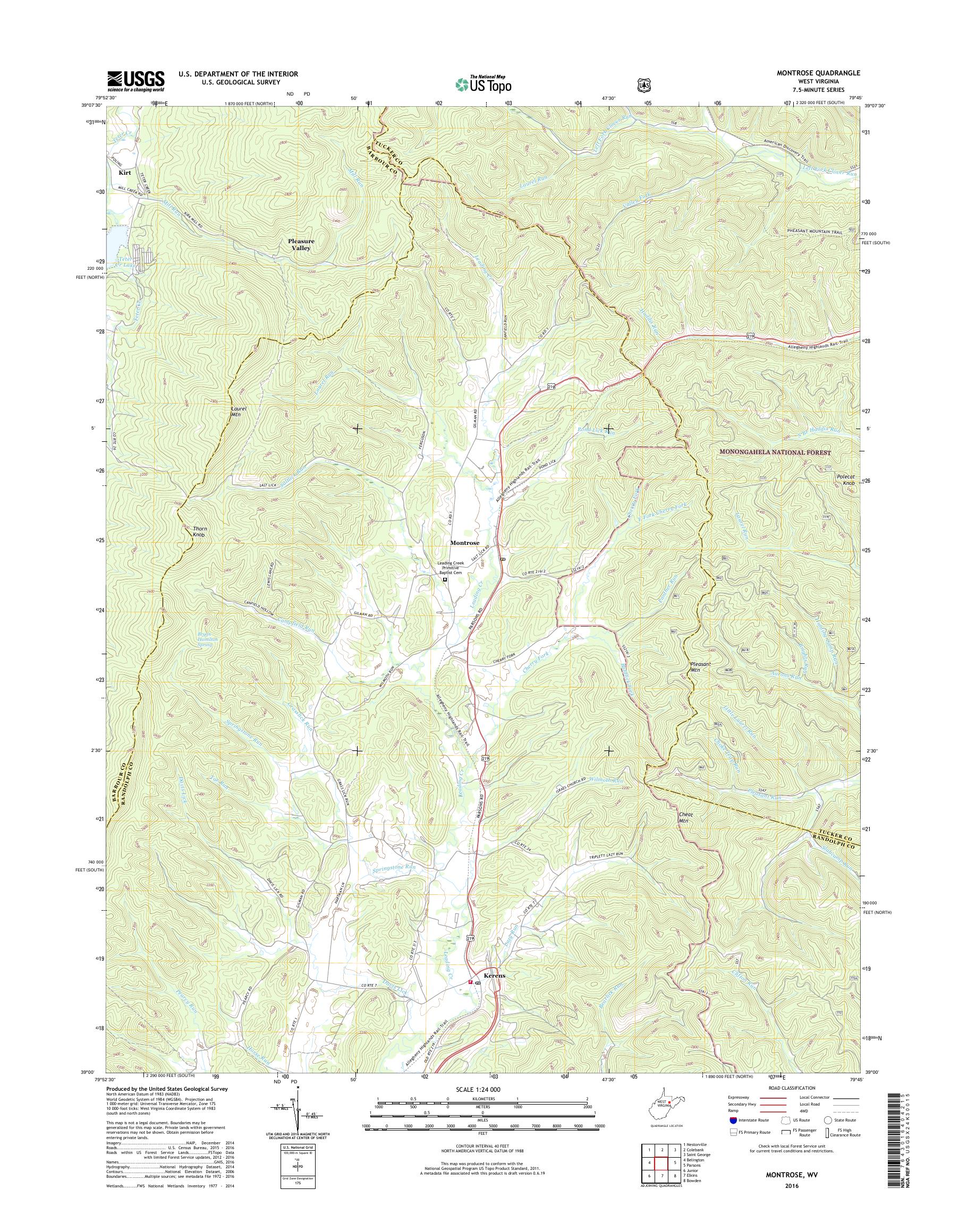 MyTopo Montrose, West Virginia USGS Quad Topo Map