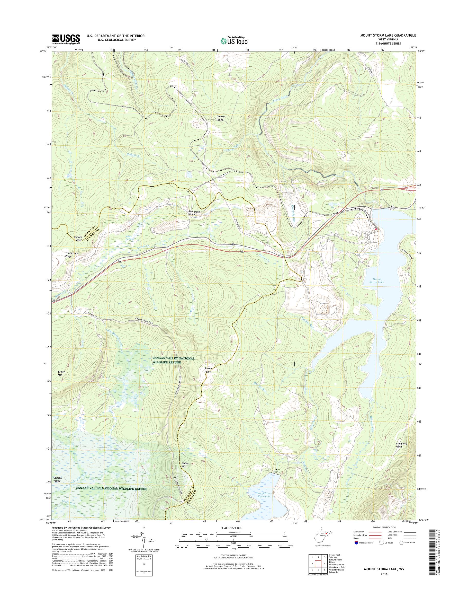 MyTopo Mount Storm Lake, West Virginia USGS Quad Topo Map