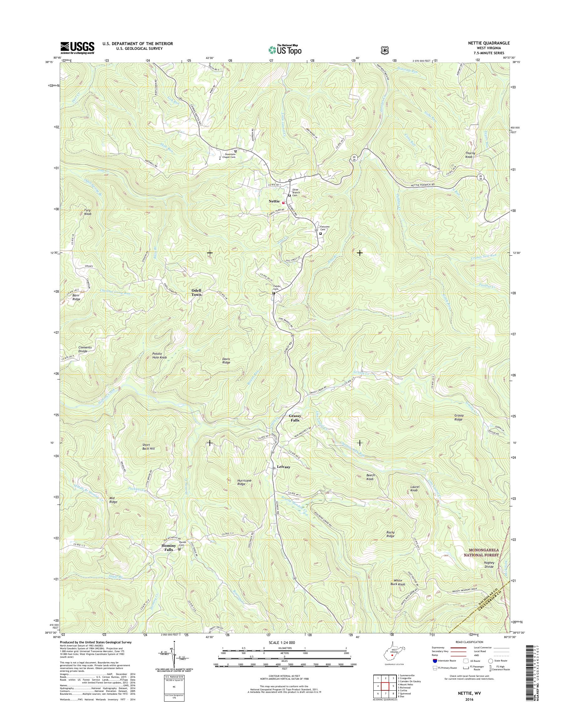 MyTopo Nettie, West Virginia USGS Quad Topo Map