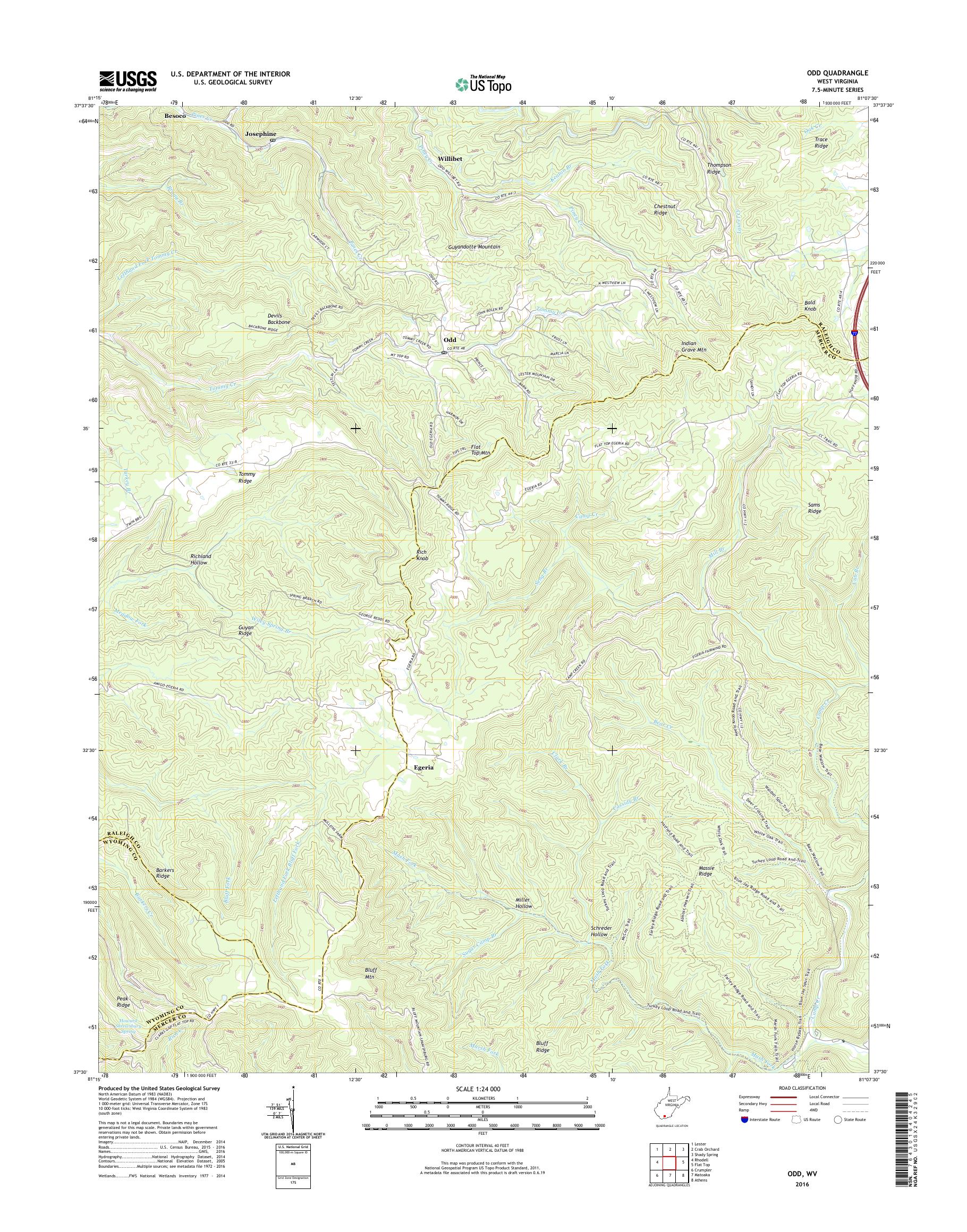MyTopo Odd, West Virginia USGS Quad Topo Map