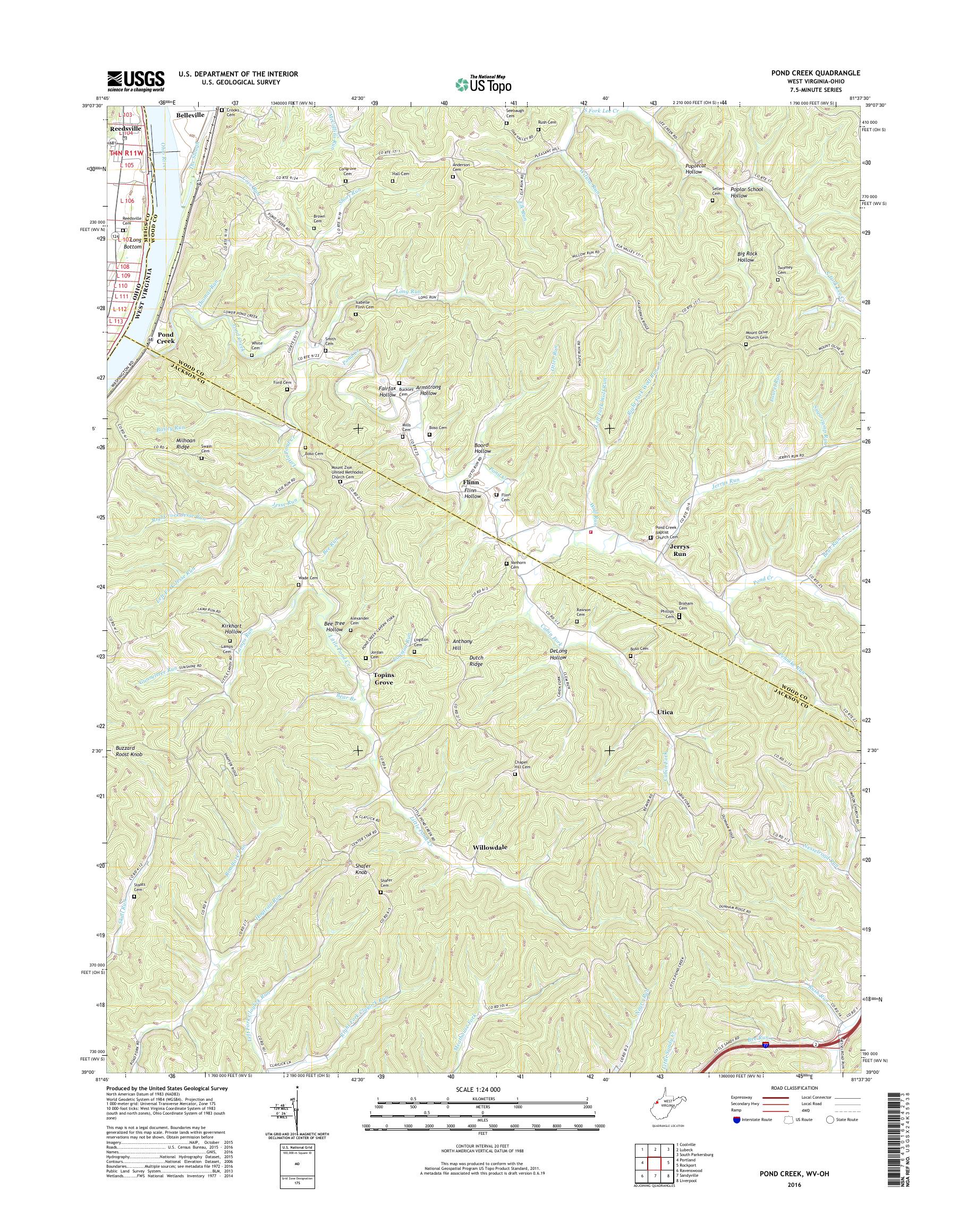MyTopo Pond Creek, West Virginia USGS Quad Topo Map