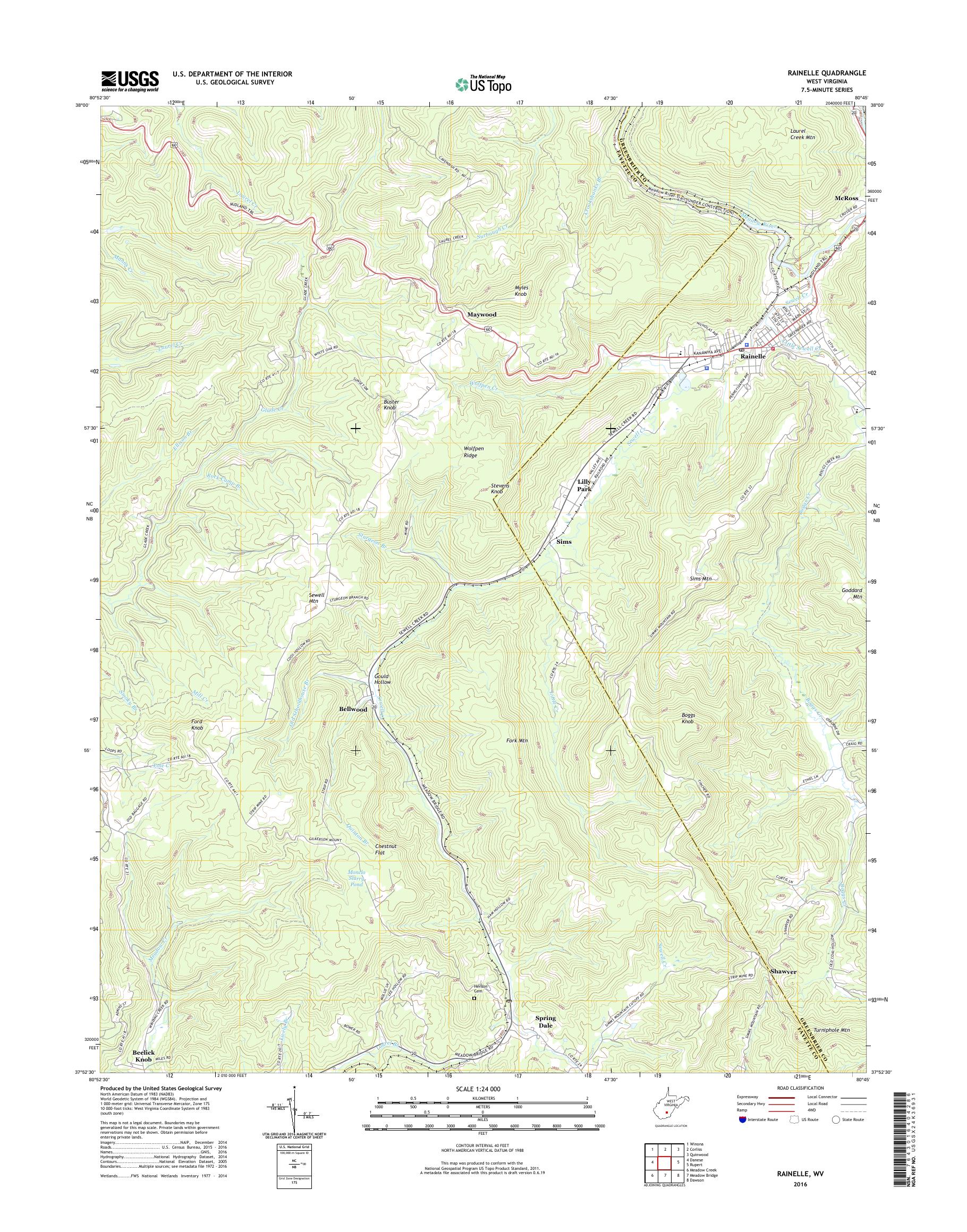 MyTopo Rainelle, West Virginia USGS Quad Topo Map