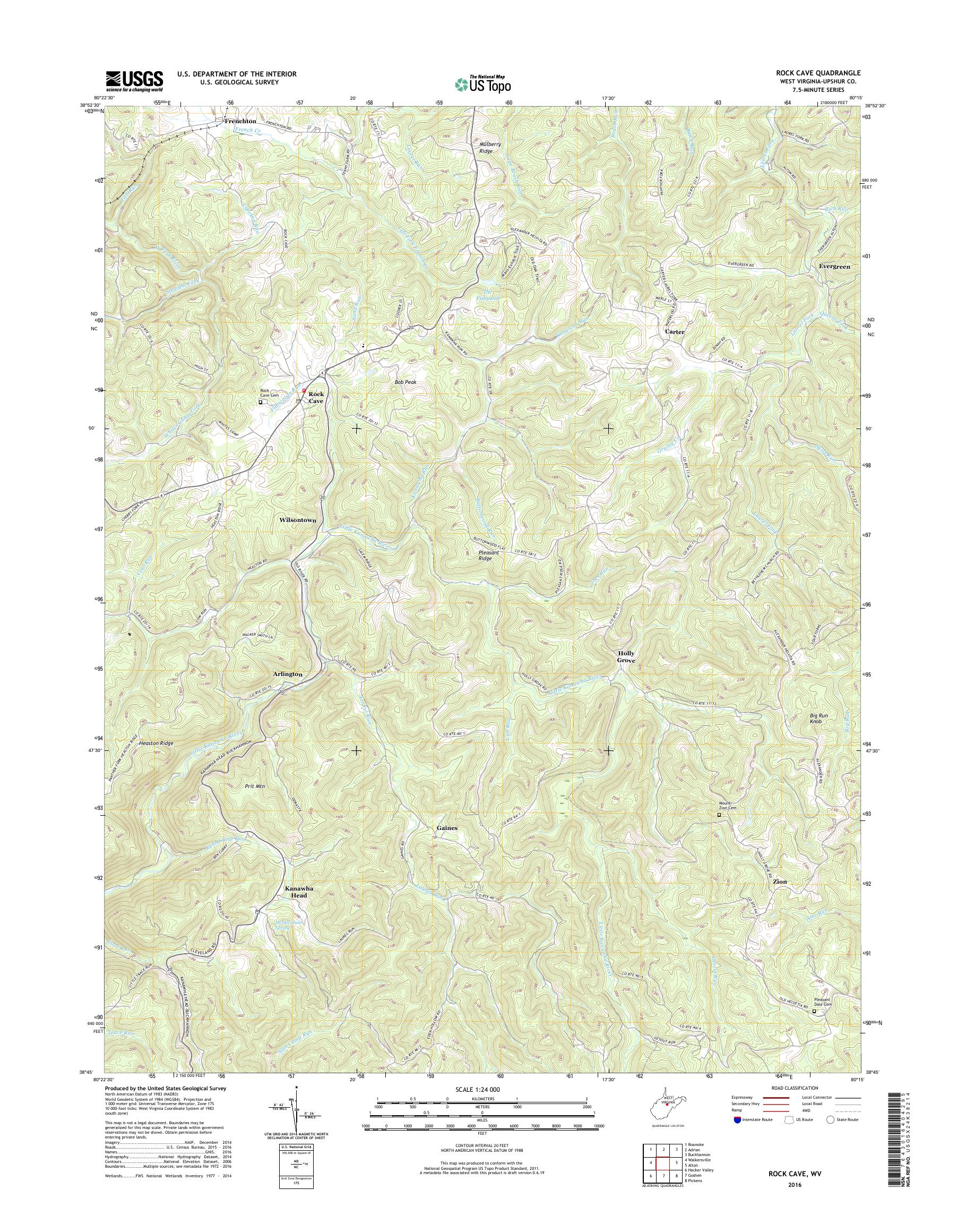 MyTopo Rock Cave, West Virginia USGS Quad Topo Map
