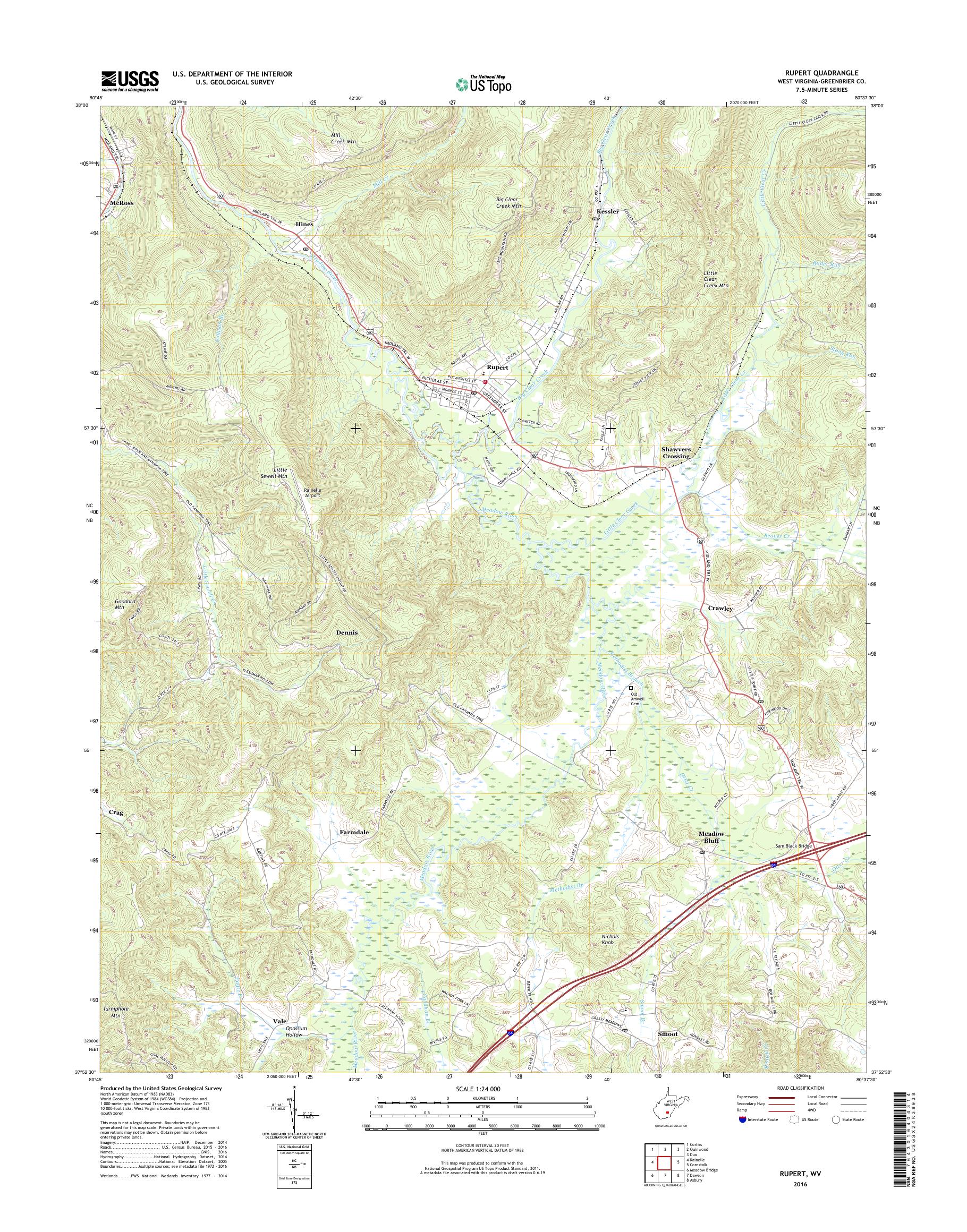 MyTopo Rupert, West Virginia USGS Quad Topo Map