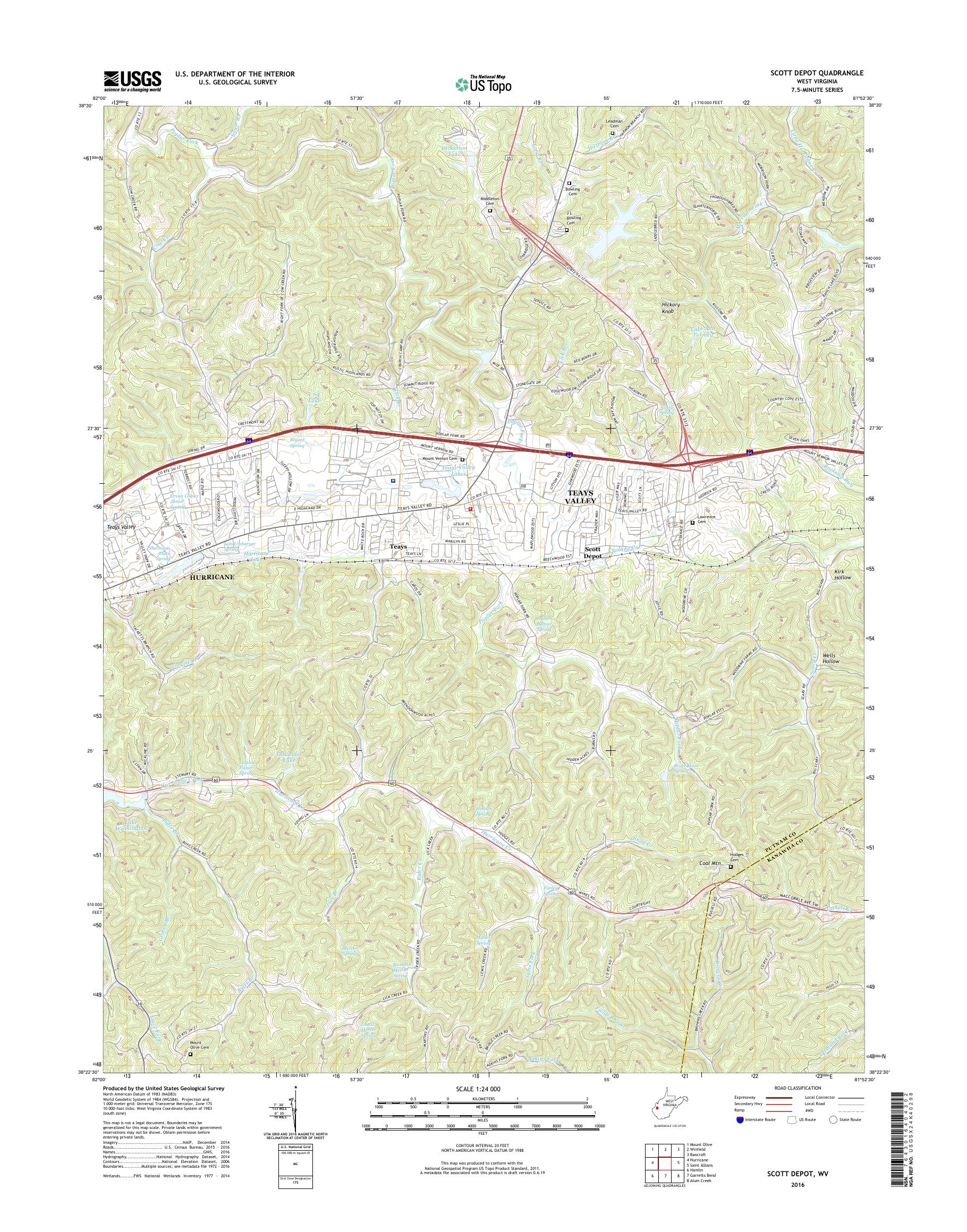 MyTopo Scott Depot, West Virginia USGS Quad Topo Map