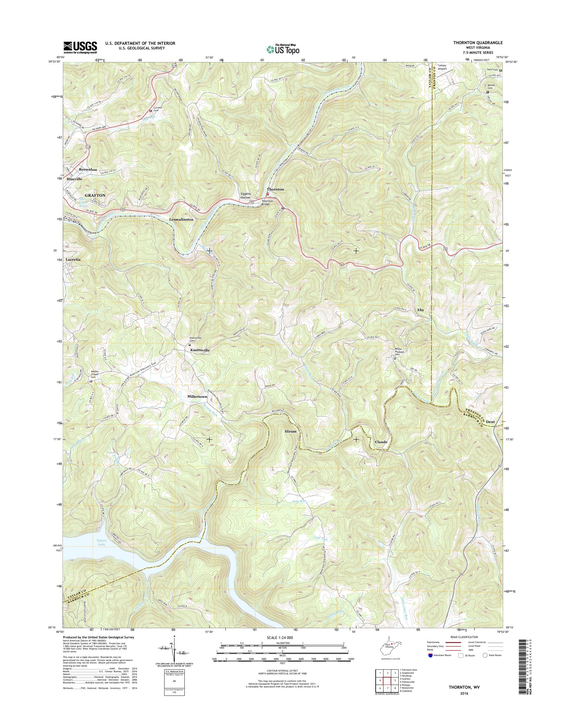 MyTopo Thornton, West Virginia USGS Quad Topo Map