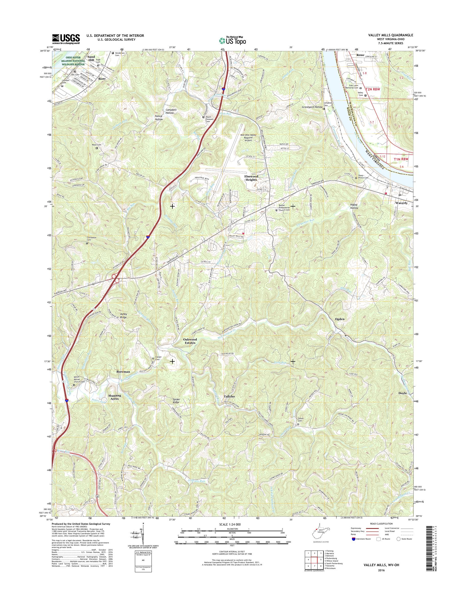 MyTopo Valley Mills, West Virginia USGS Quad Topo Map