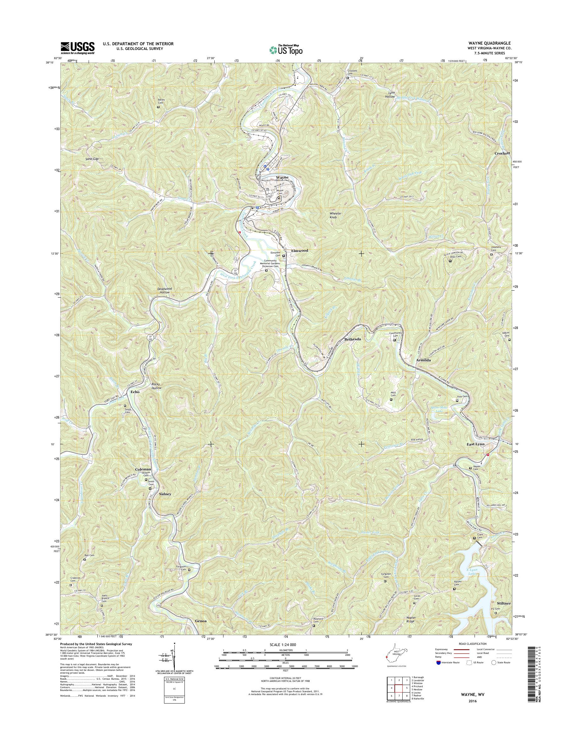 MyTopo Wayne, West Virginia USGS Quad Topo Map
