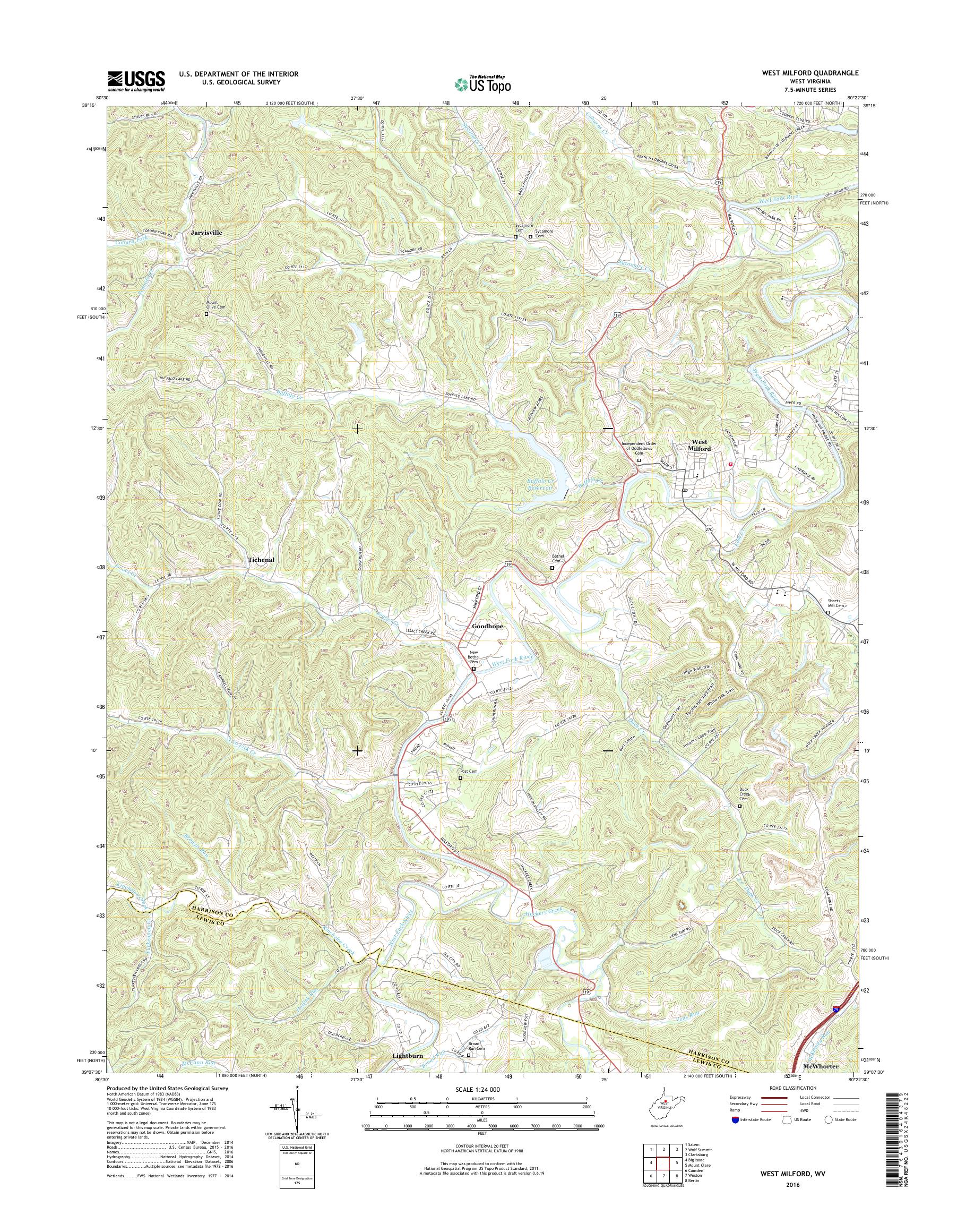 MyTopo West Milford, West Virginia USGS Quad Topo Map