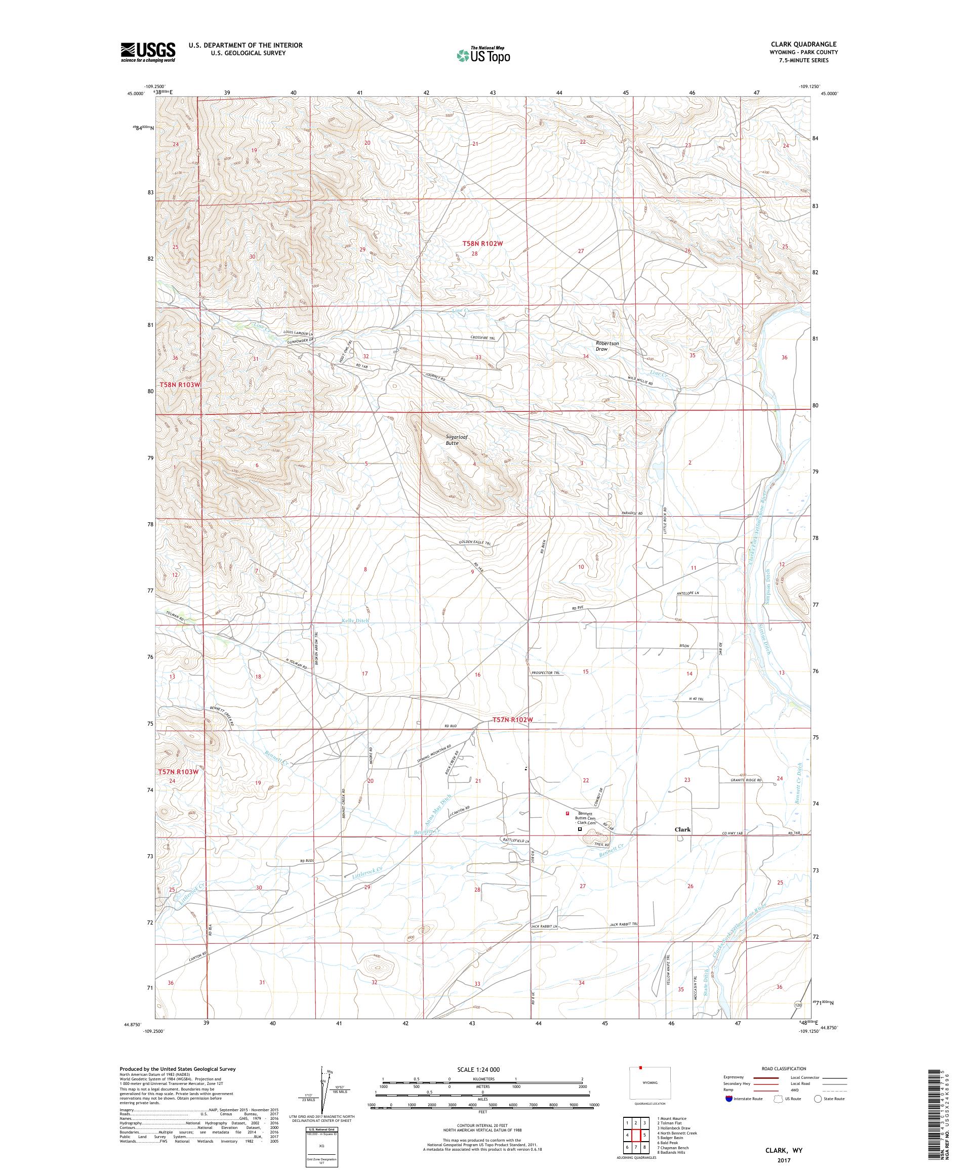 MyTopo Clark, Wyoming USGS Quad Topo Map