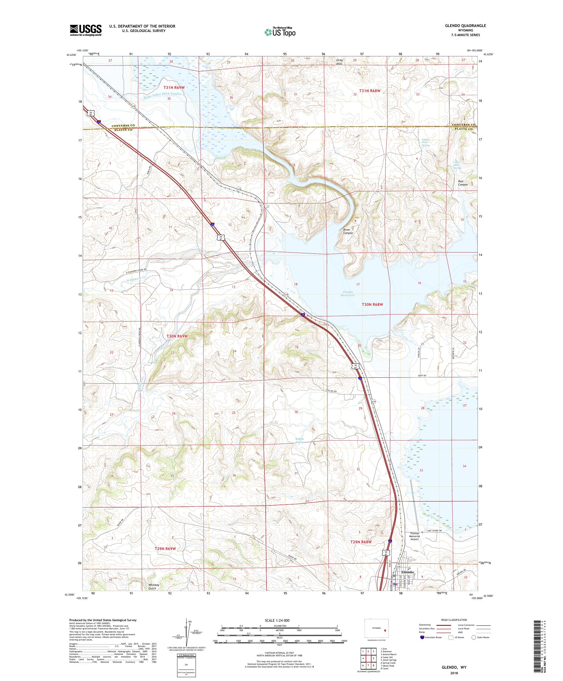 MyTopo Glendo, Wyoming USGS Quad Topo Map