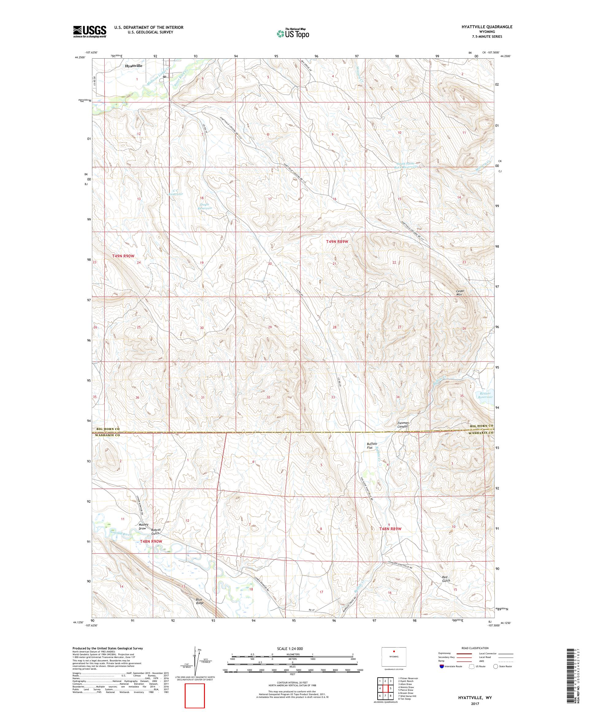 MyTopo Hyattville, Wyoming USGS Quad Topo Map