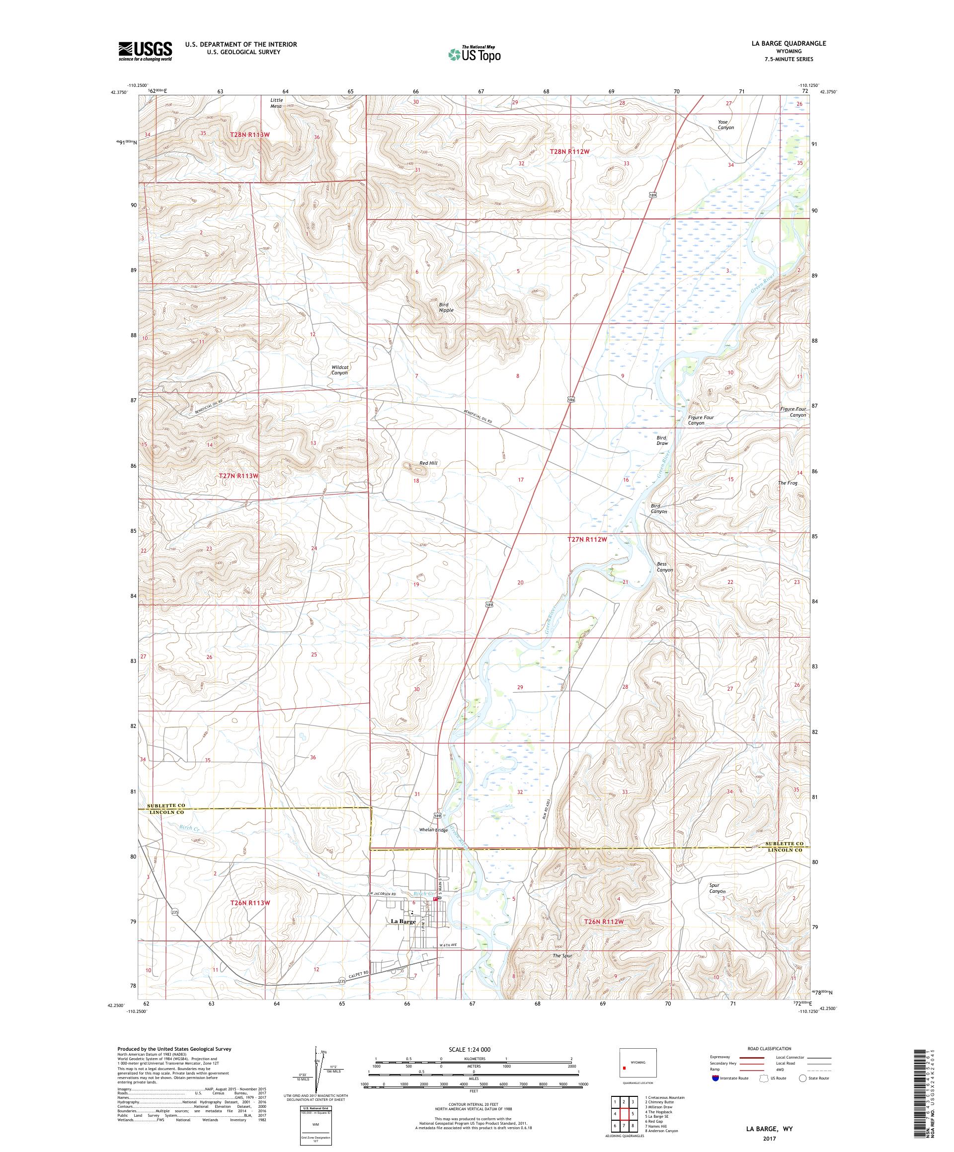 MyTopo La Barge, Wyoming USGS Quad Topo Map