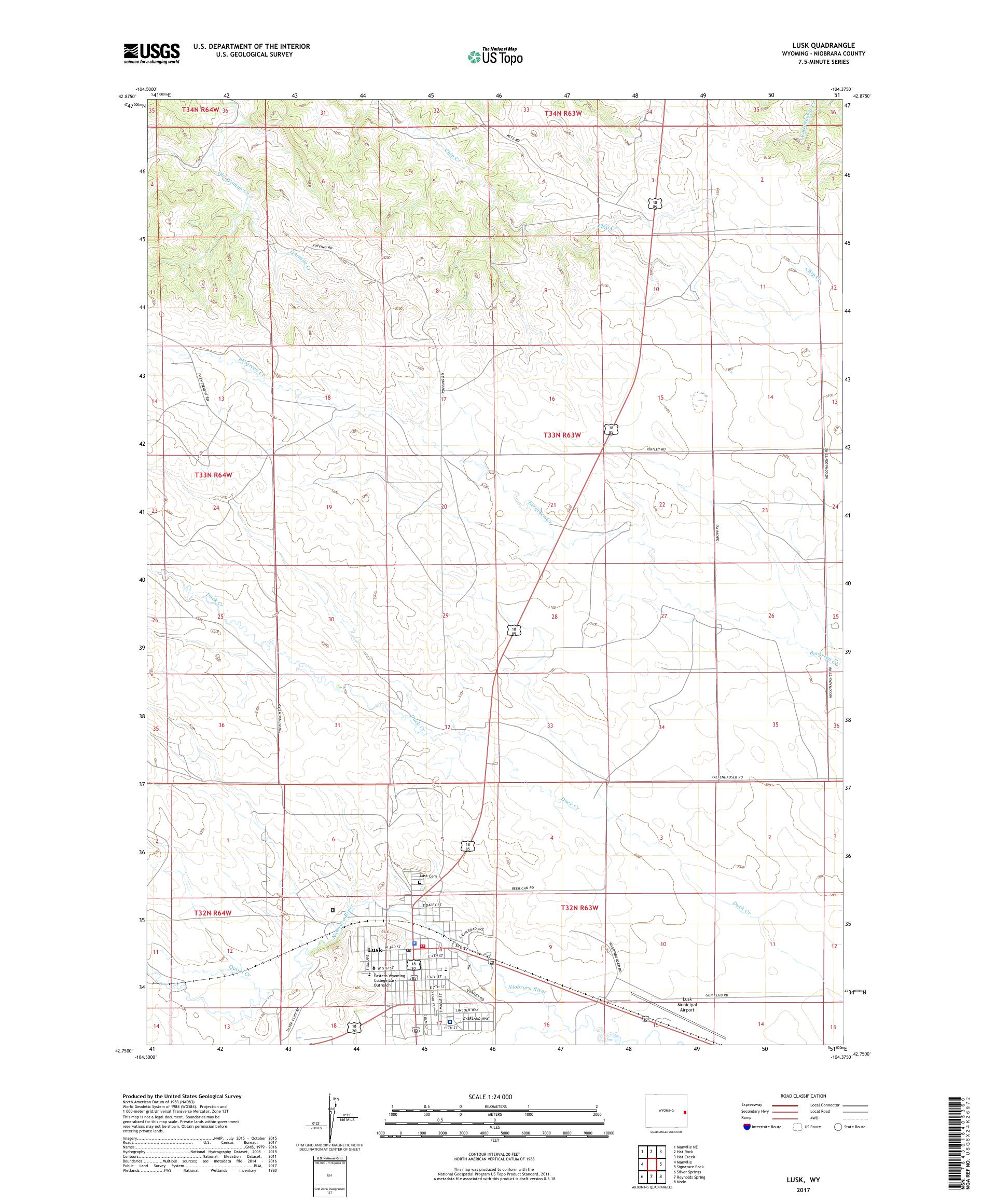MyTopo Lusk, Wyoming USGS Quad Topo Map