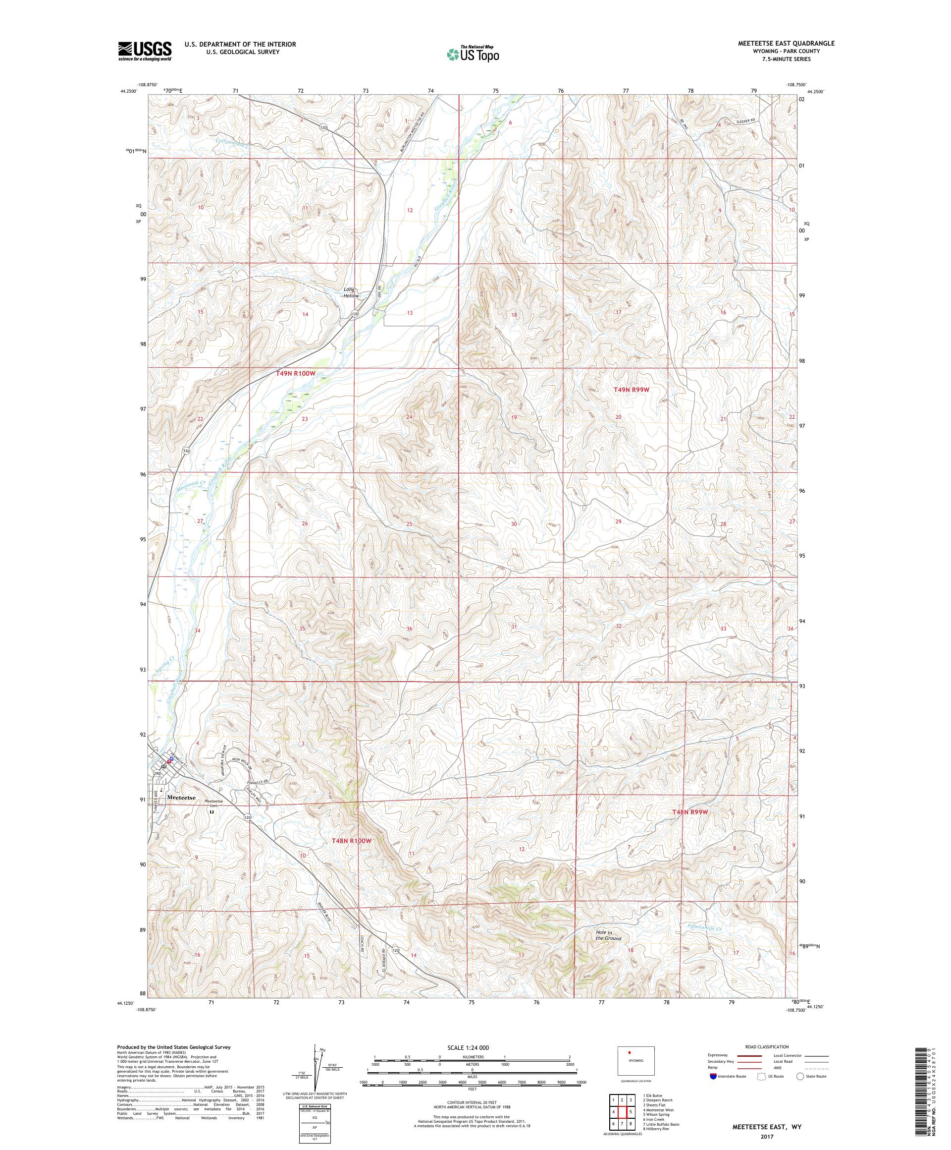 MyTopo Meeteetse East, Wyoming USGS Quad Topo Map