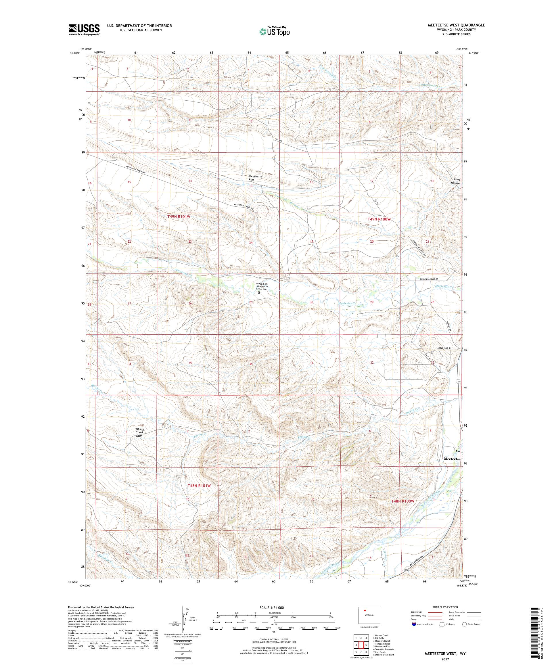 MyTopo Meeteetse West, Wyoming USGS Quad Topo Map