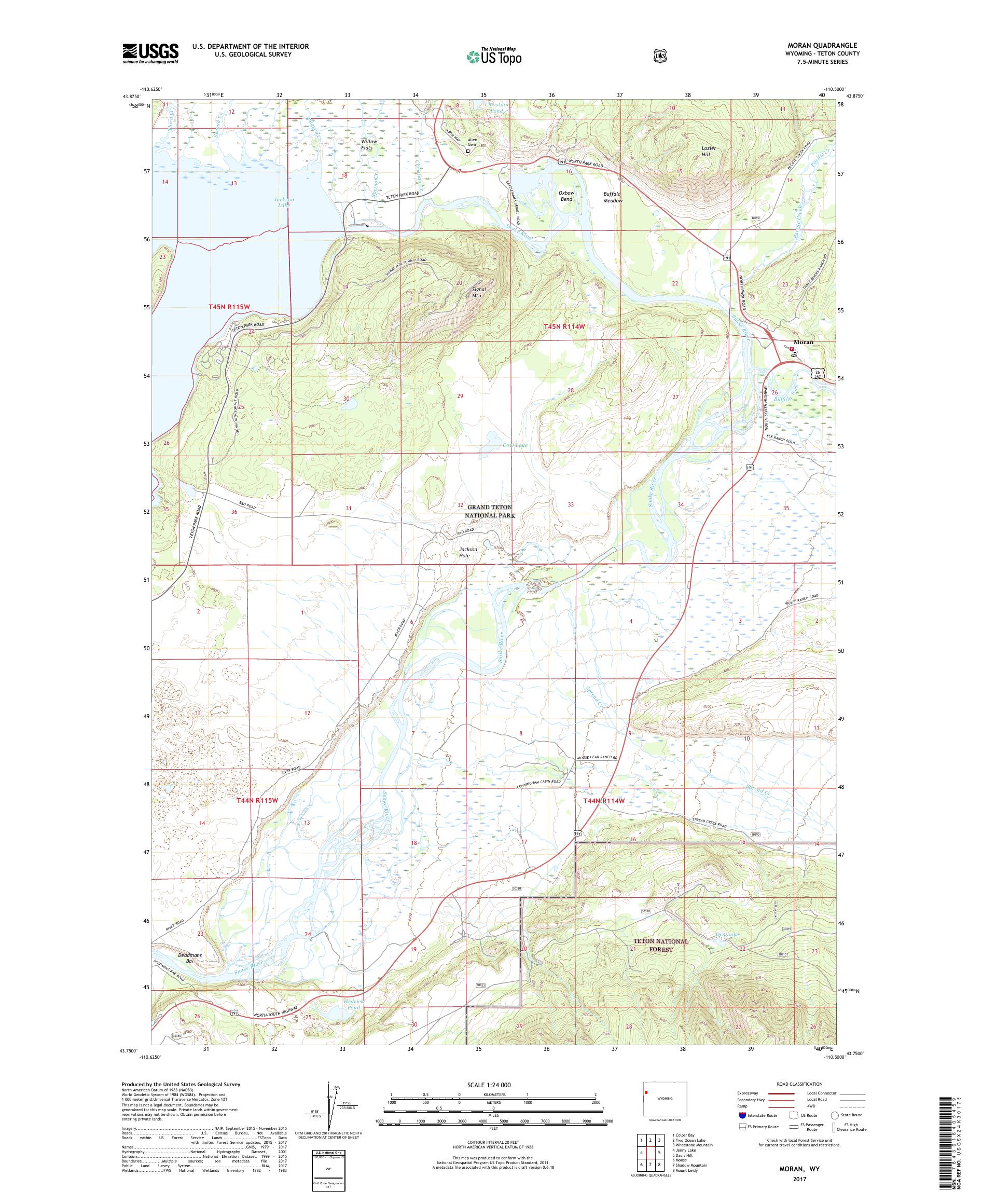 MyTopo Moran, Wyoming USGS Quad Topo Map