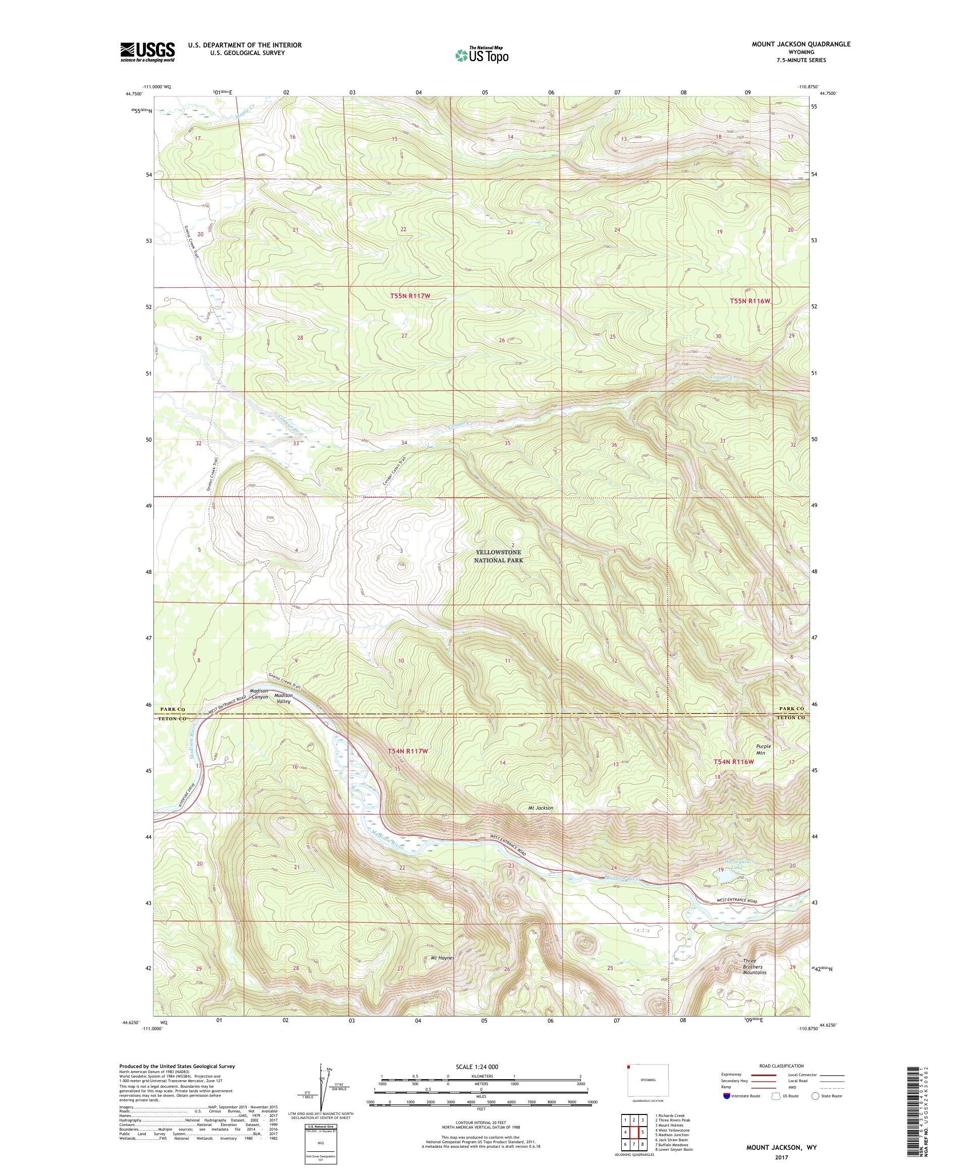 MyTopo Mount Jackson, Wyoming USGS Quad Topo Map