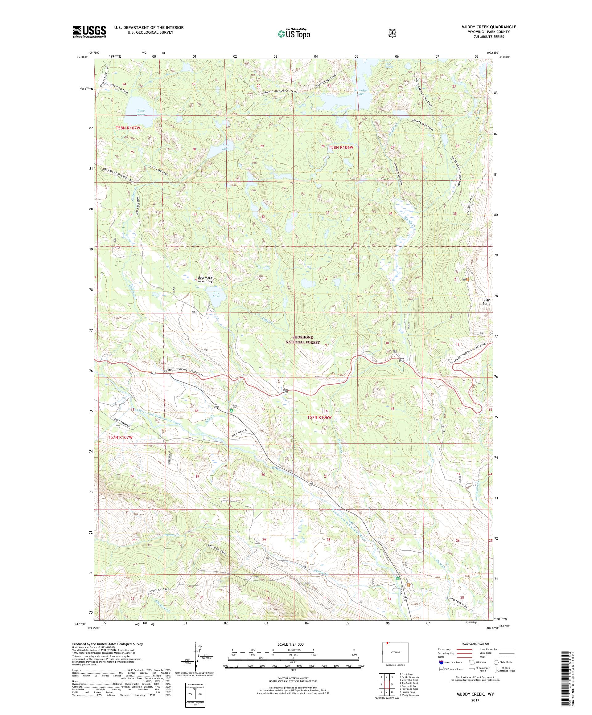 MyTopo Muddy Creek, Wyoming USGS Quad Topo Map