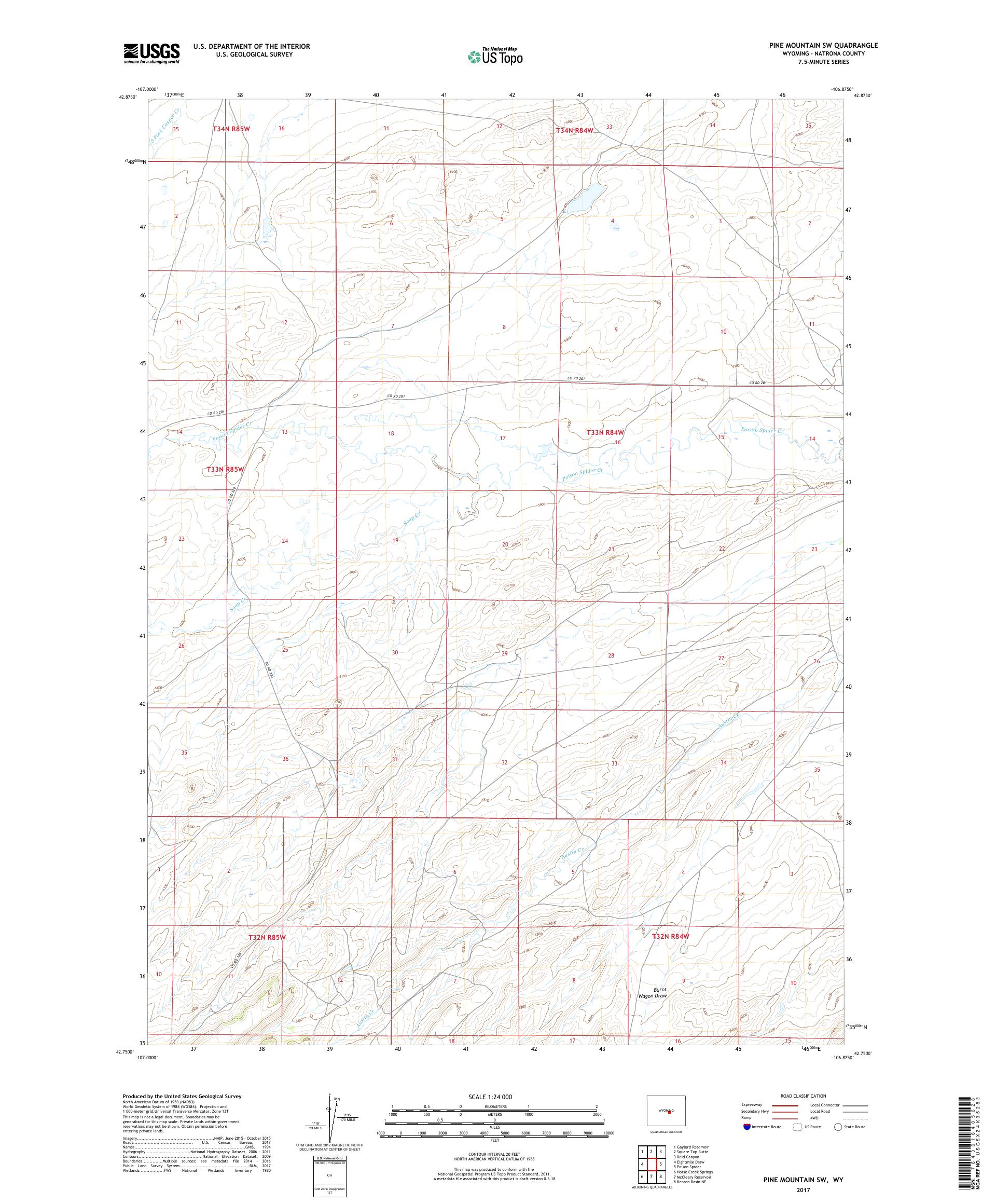 MyTopo Pine Mountain SW, Wyoming USGS Quad Topo Map