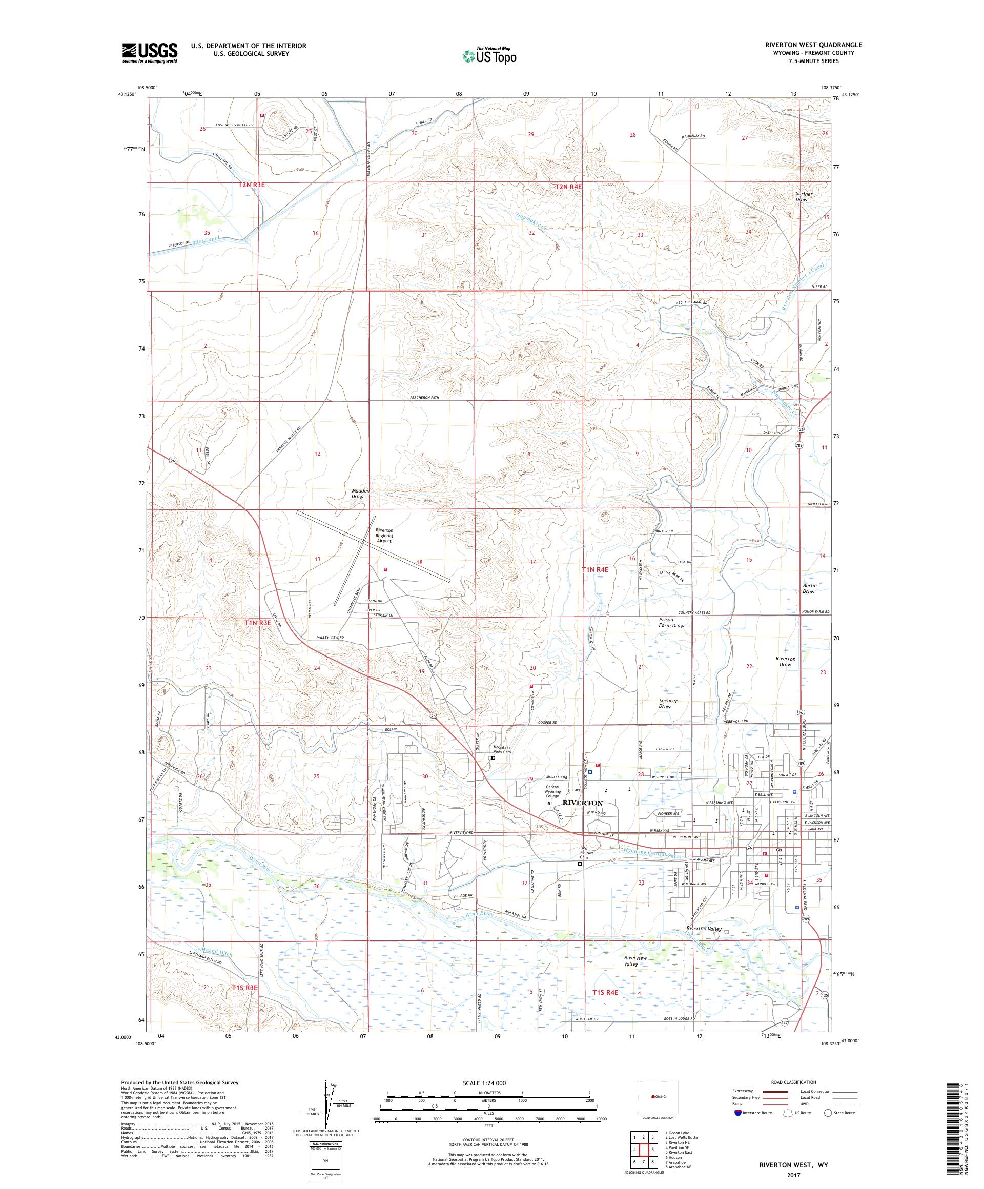 MyTopo Riverton West, Wyoming USGS Quad Topo Map