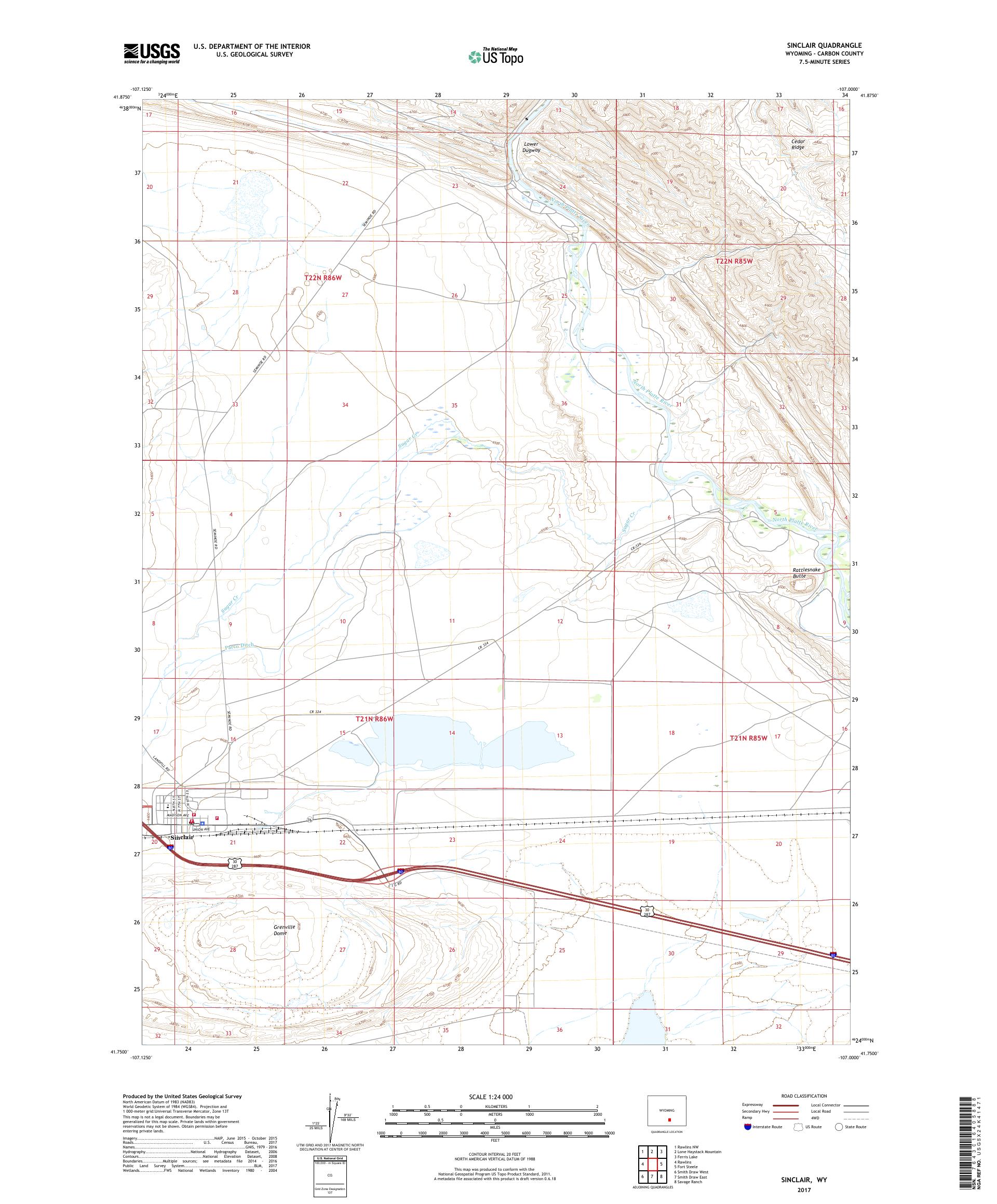 MyTopo Sinclair, Wyoming USGS Quad Topo Map