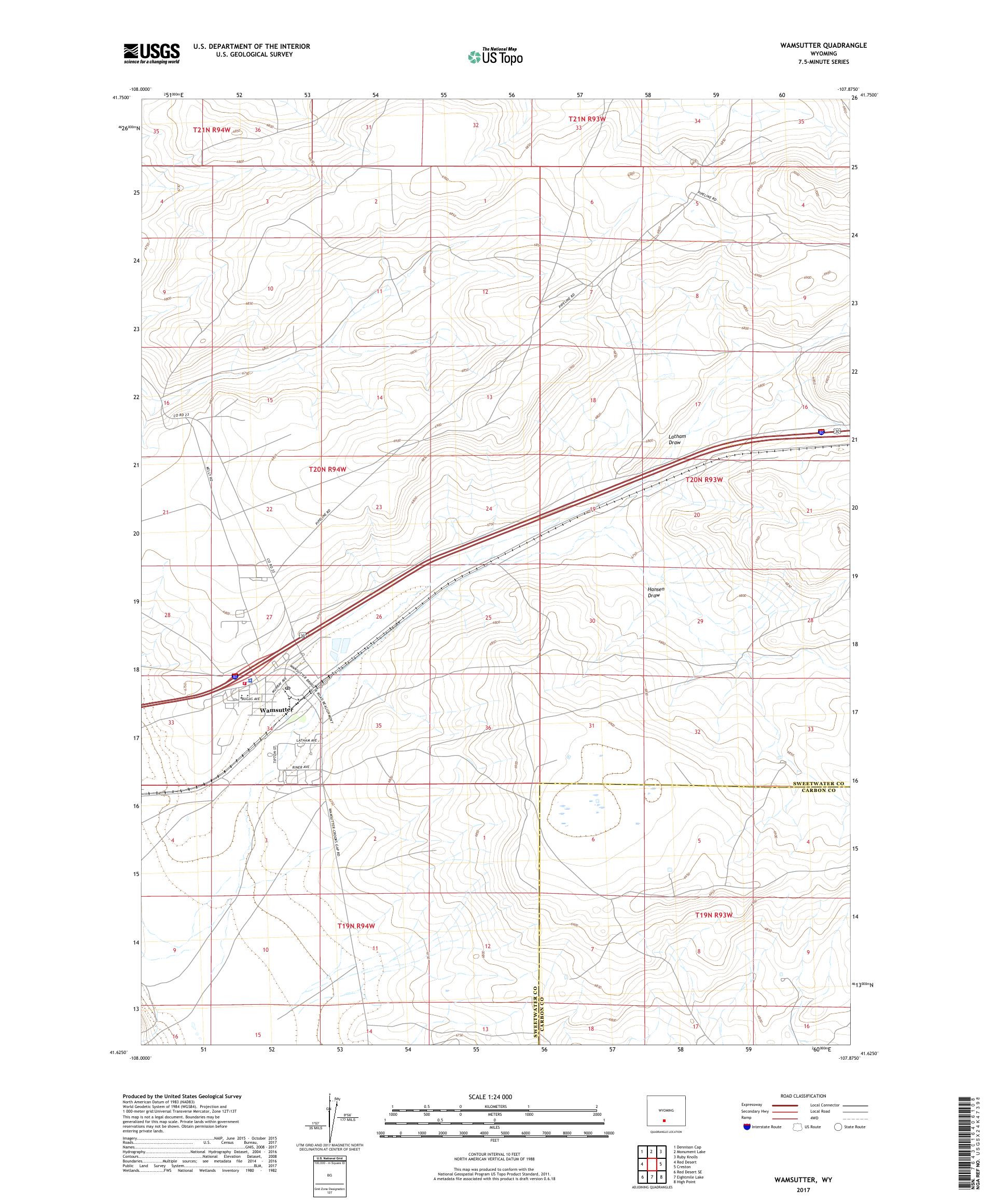 MyTopo Wamsutter, Wyoming USGS Quad Topo Map