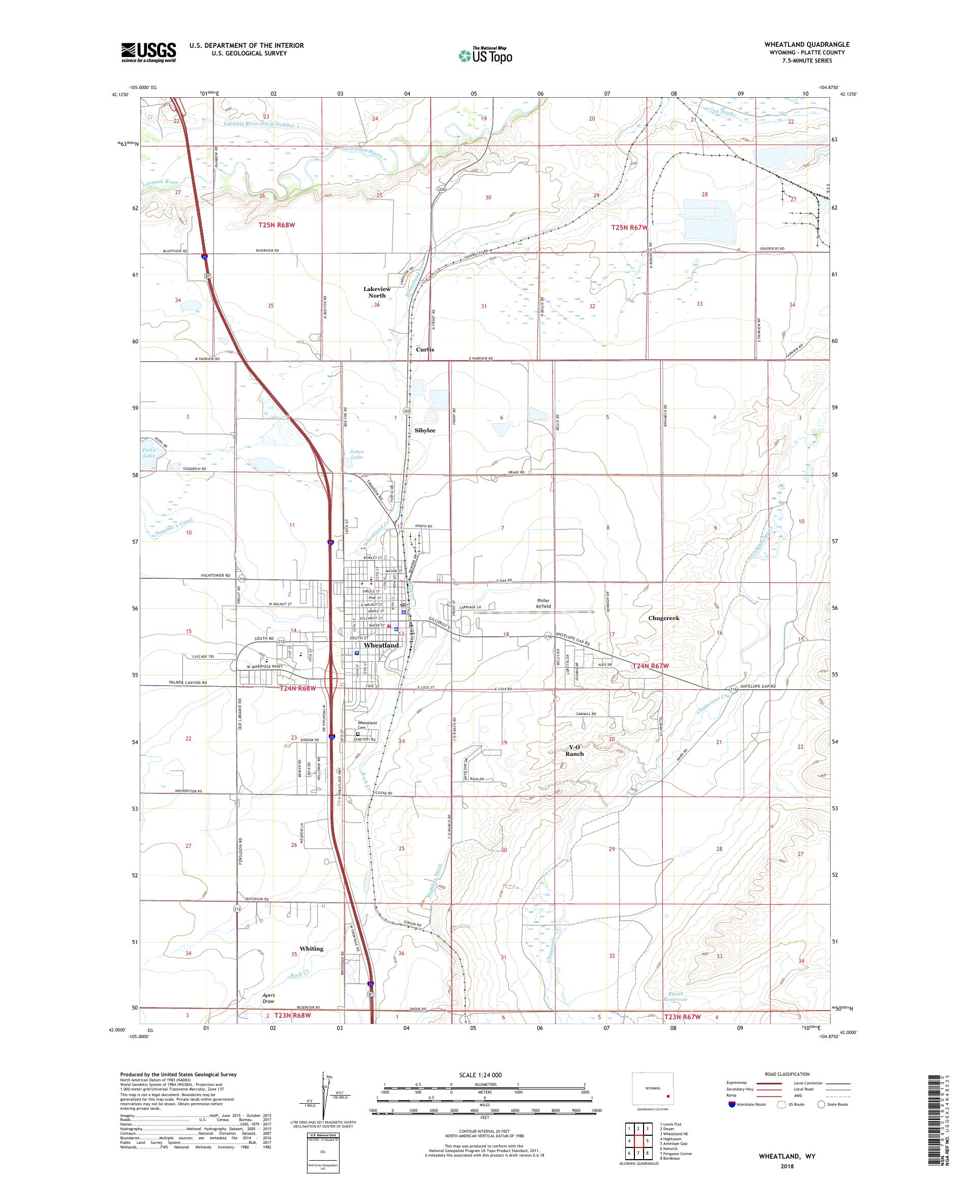MyTopo Wheatland, Wyoming USGS Quad Topo Map