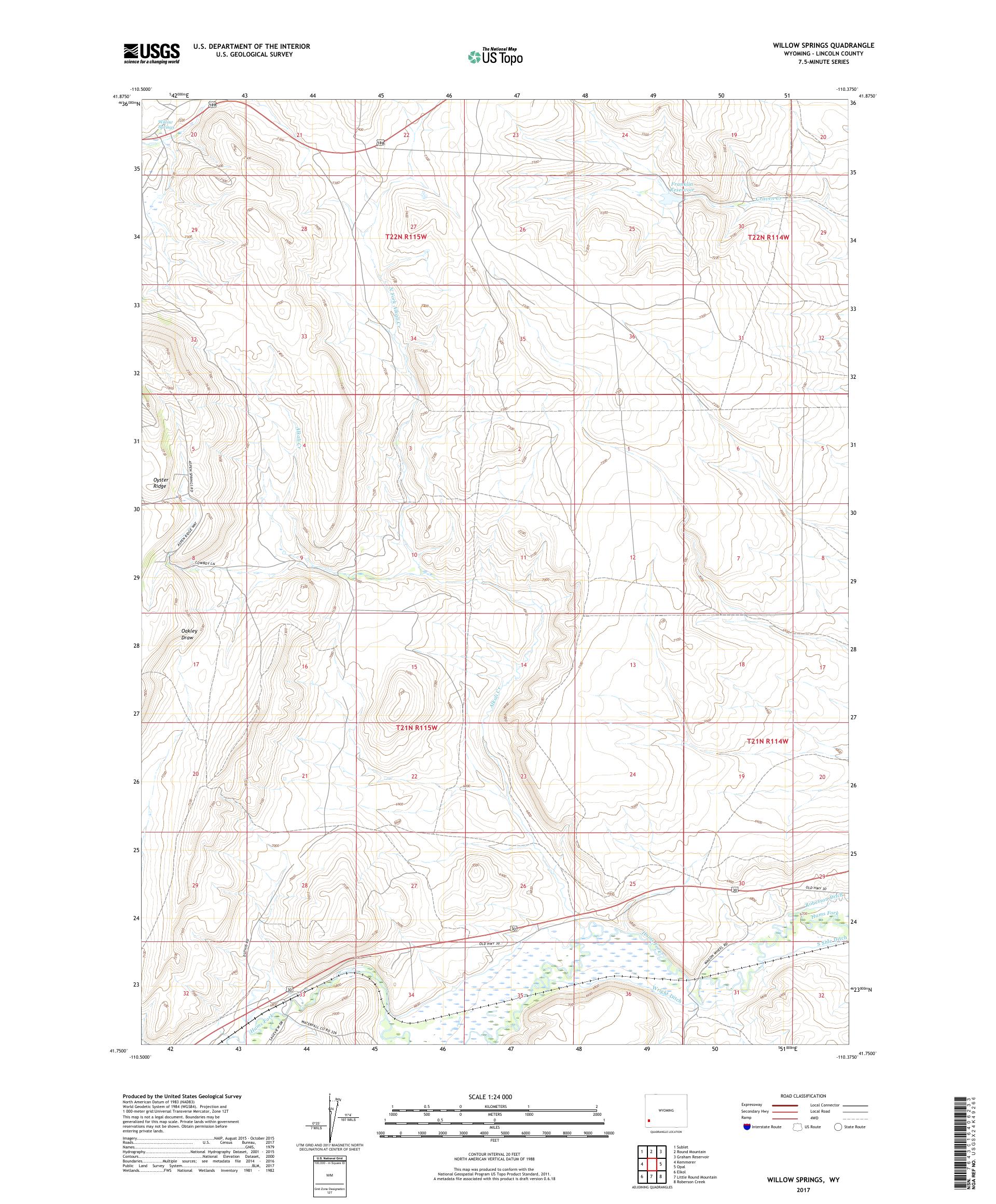 MyTopo Willow Springs, Wyoming USGS Quad Topo Map