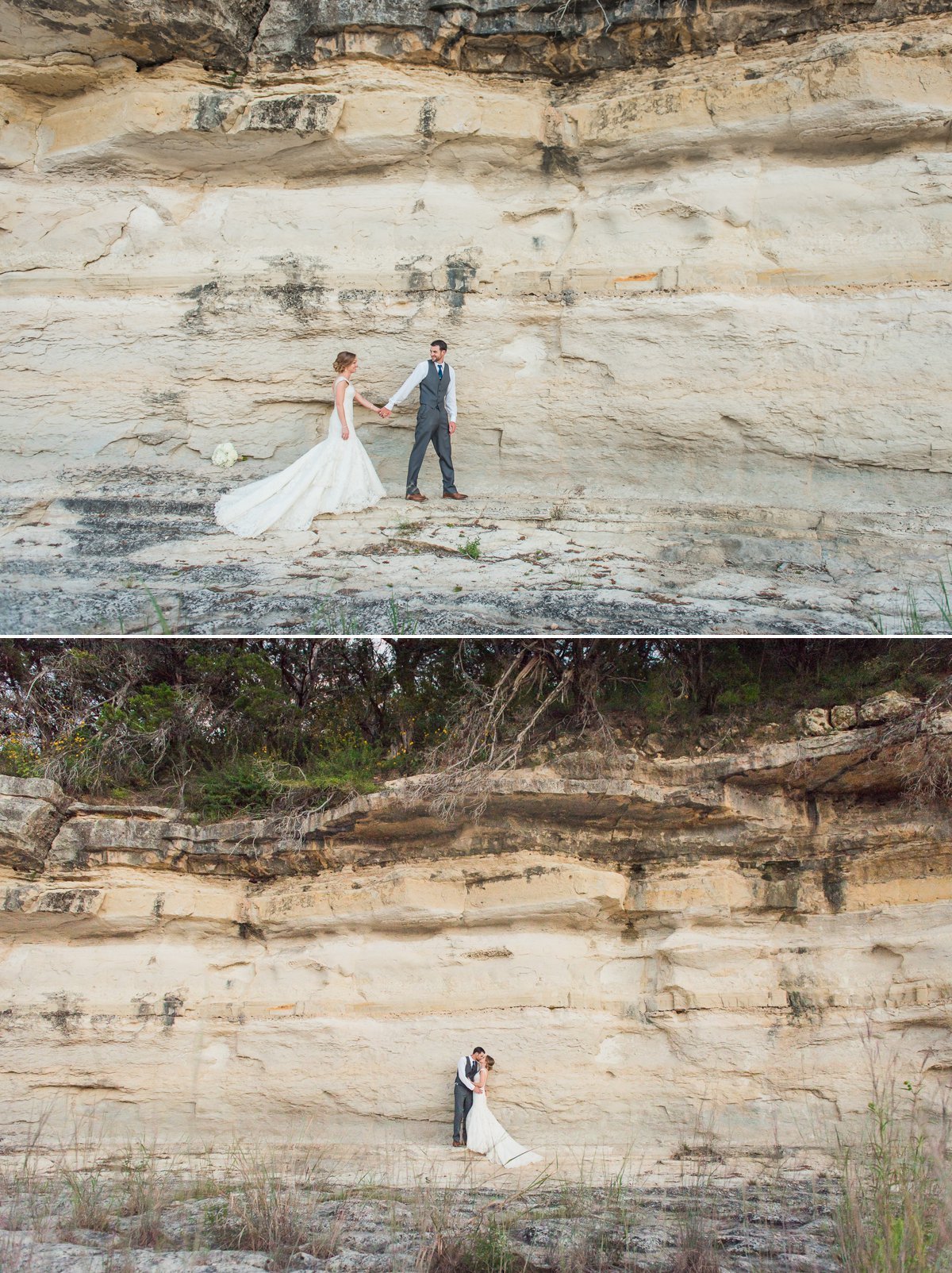 Montesino Ranch Wedding Bride and Groom at Blanco River