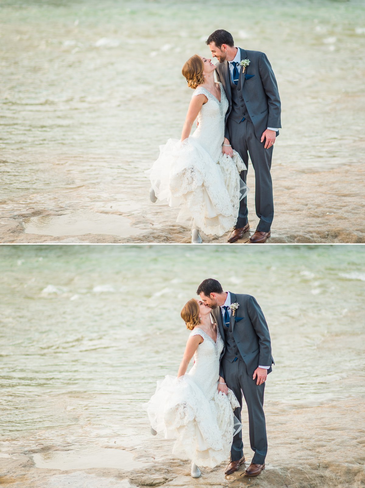 Montesino Ranch Wedding Bride and Groom at Blanco River