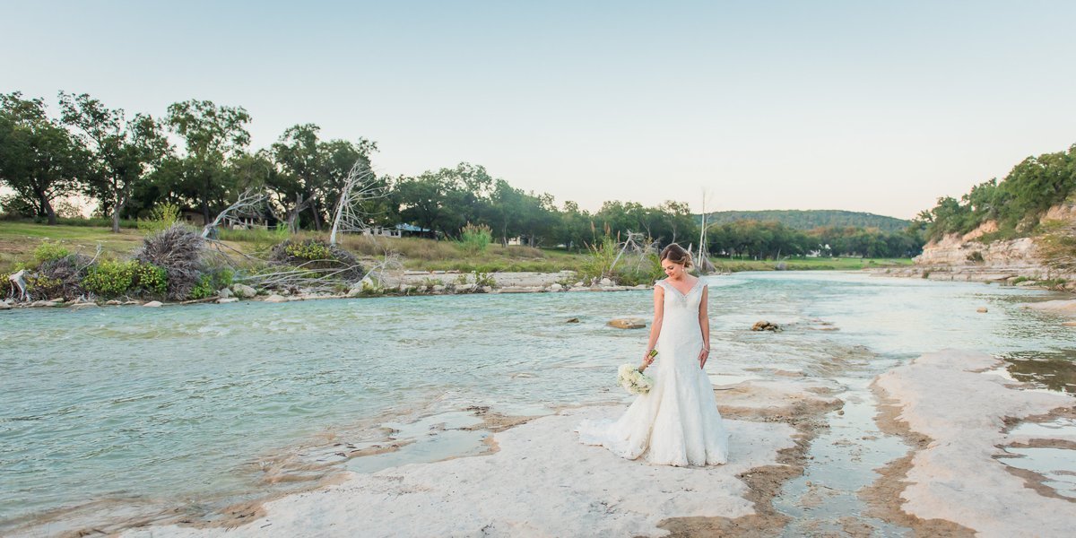Montesino Ranch Wedding Bride at Blanco River