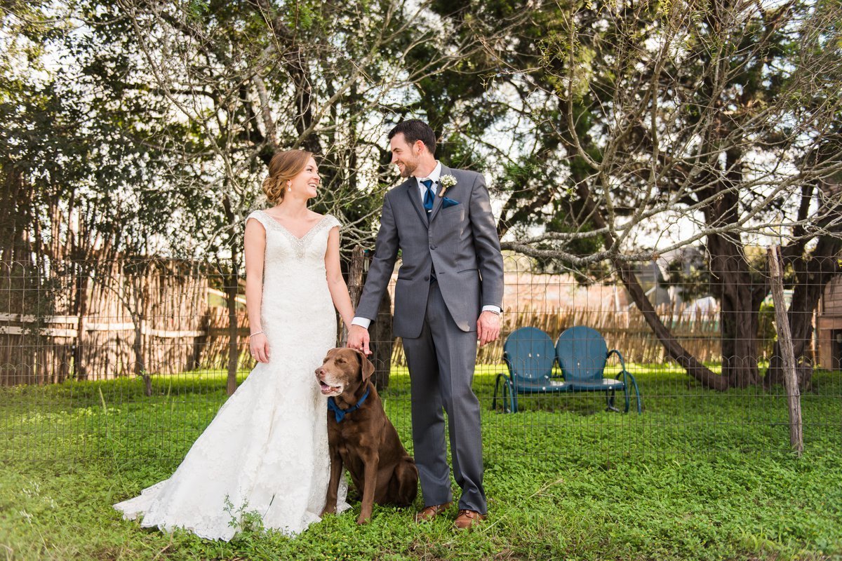 Montesino Ranch Wedding Bride and Groom with Dog