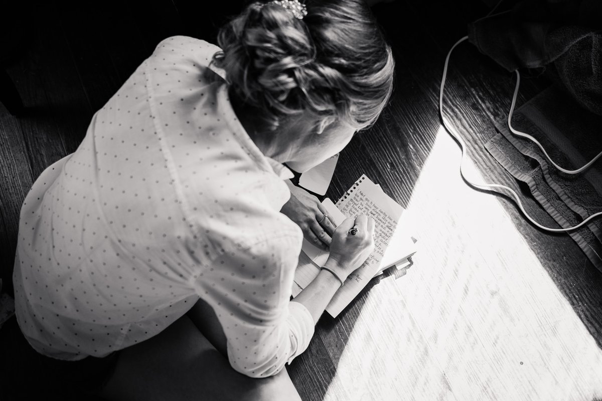 Montesino Ranch Wedding bride writing vows