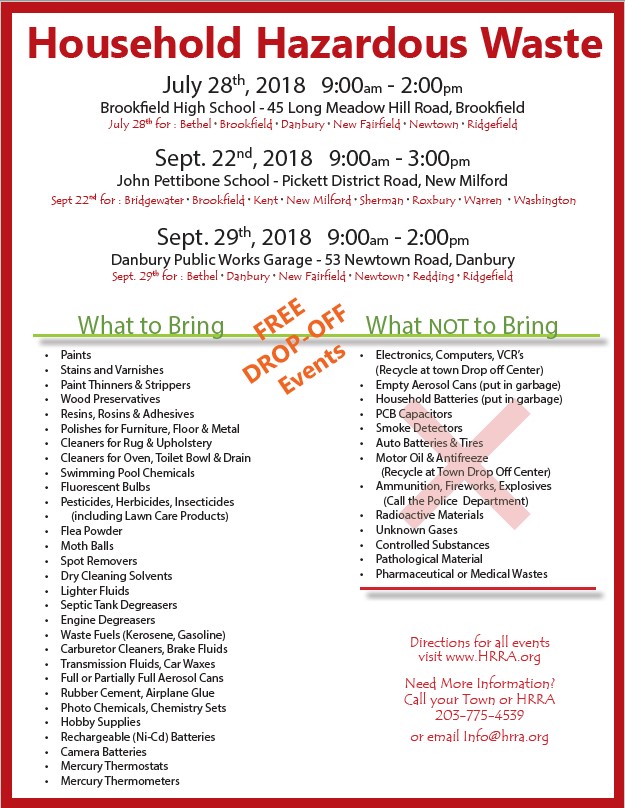 Local Household Hazardous Waste Collections Planned; Brookfield Event