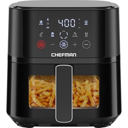 Chefman - TurboFry Touch 4-Qt Easy-View Air Fryer W/ 4 Cooking Presets and 450°F Hi-Fry Button - Black $84.99 MSRP