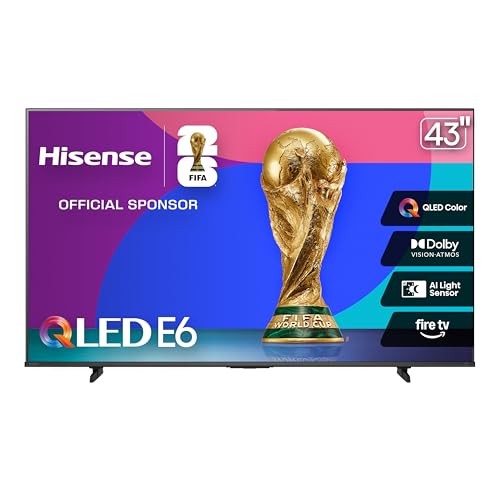 Hisense 43" E6 Cinema Series QLED 4K UHD Smart Fire TV (43E6QF, 2025 Model) - QLED, AI Light Sensor, Dolby Vision · Atmos, Voice Remote with Alexa, M $207 MSRP