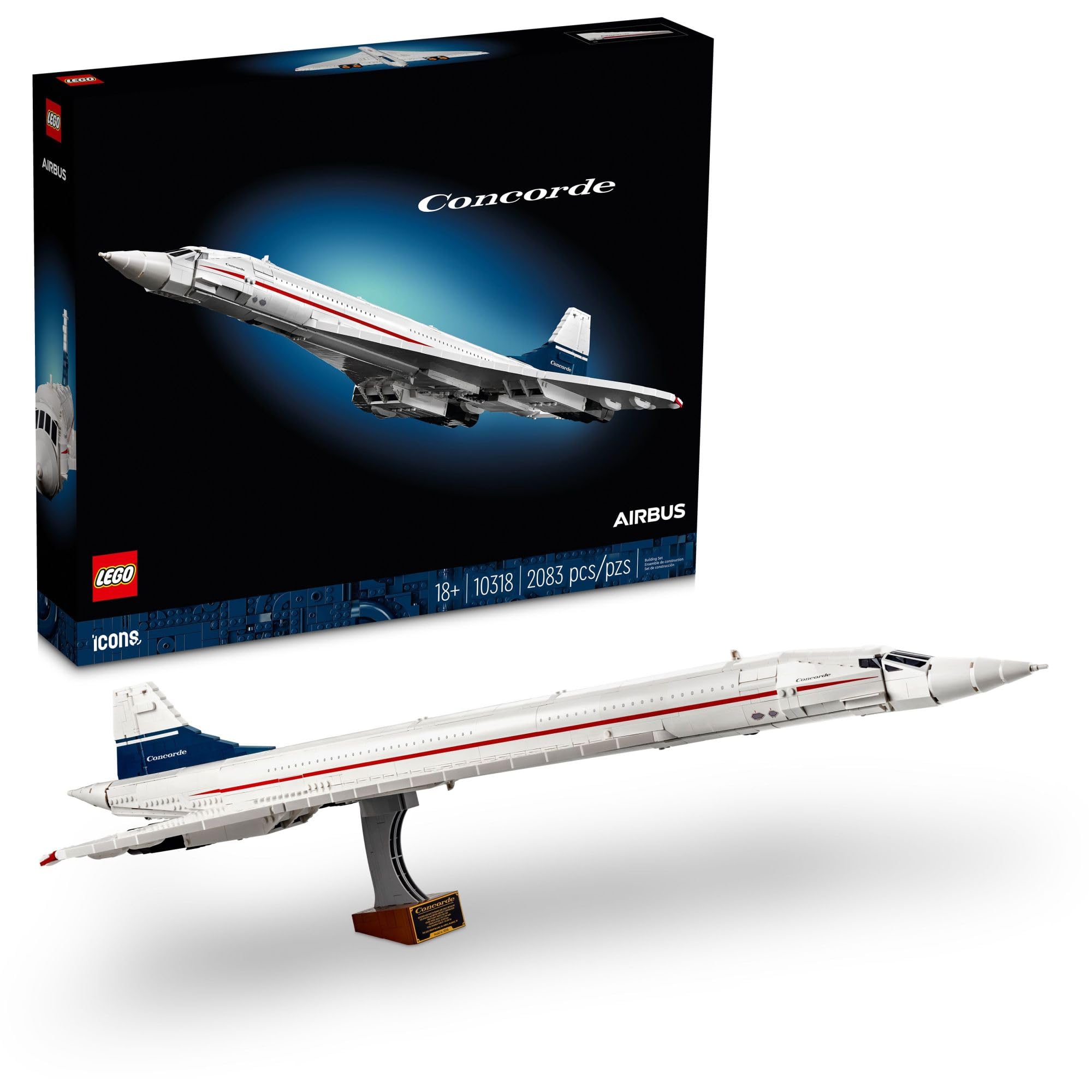 LEGO Icons Concorde Model Aircraft, Gift for Adults, Build a Replica Model of the World’s Most Famous Supersonic Commercial Passenger Plane with Authentic Details and Functional Pieces, 10318 $199.99 MSRP