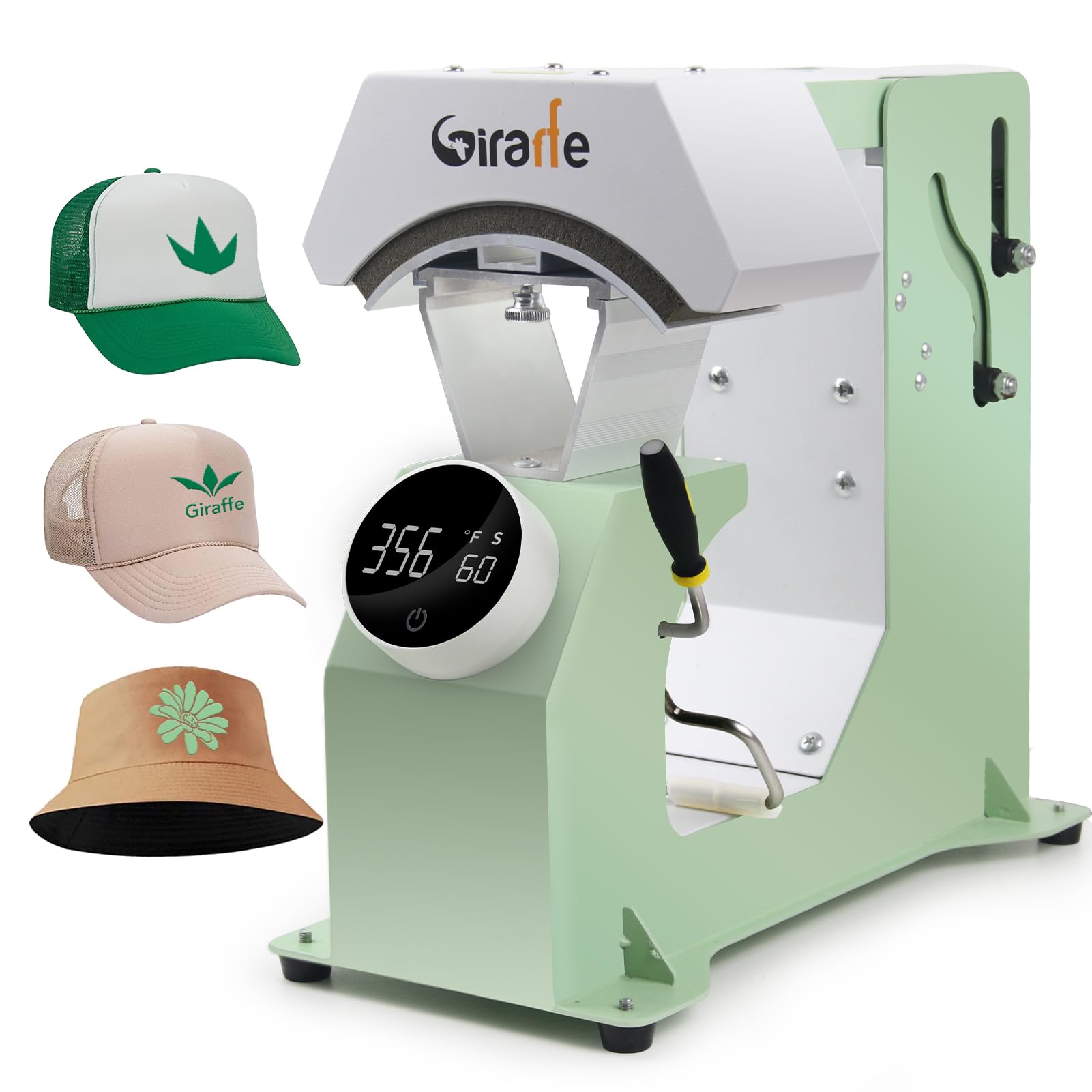 Giraffe Auto Hat Heat Press Machine,Green Auto Open Cap Heat Press | Digital Knob Control Panel,DIY Sublimation Transfer for Caps,T-Shirts & Bags,Auto Release Heat Transfer Machine $140 MSRP