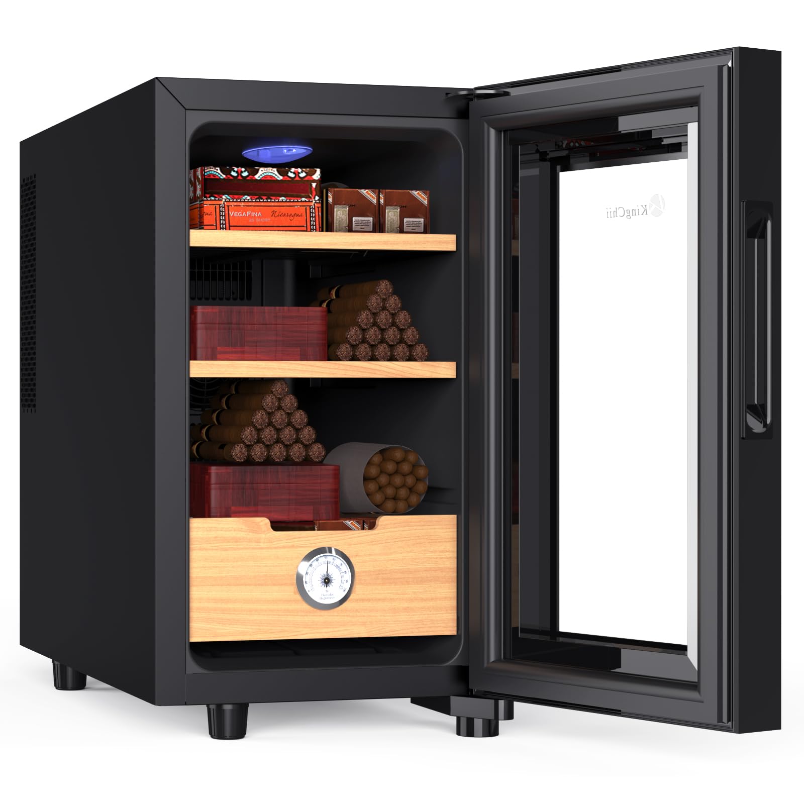 KingChii 23L Electric Cigar Humidors, Temperature Control Cabinet with Spanish Cedar Wood Shelves & Drawer Hygrometer Gifts for Men (150 Counts Capacity) $169.99 MSRP