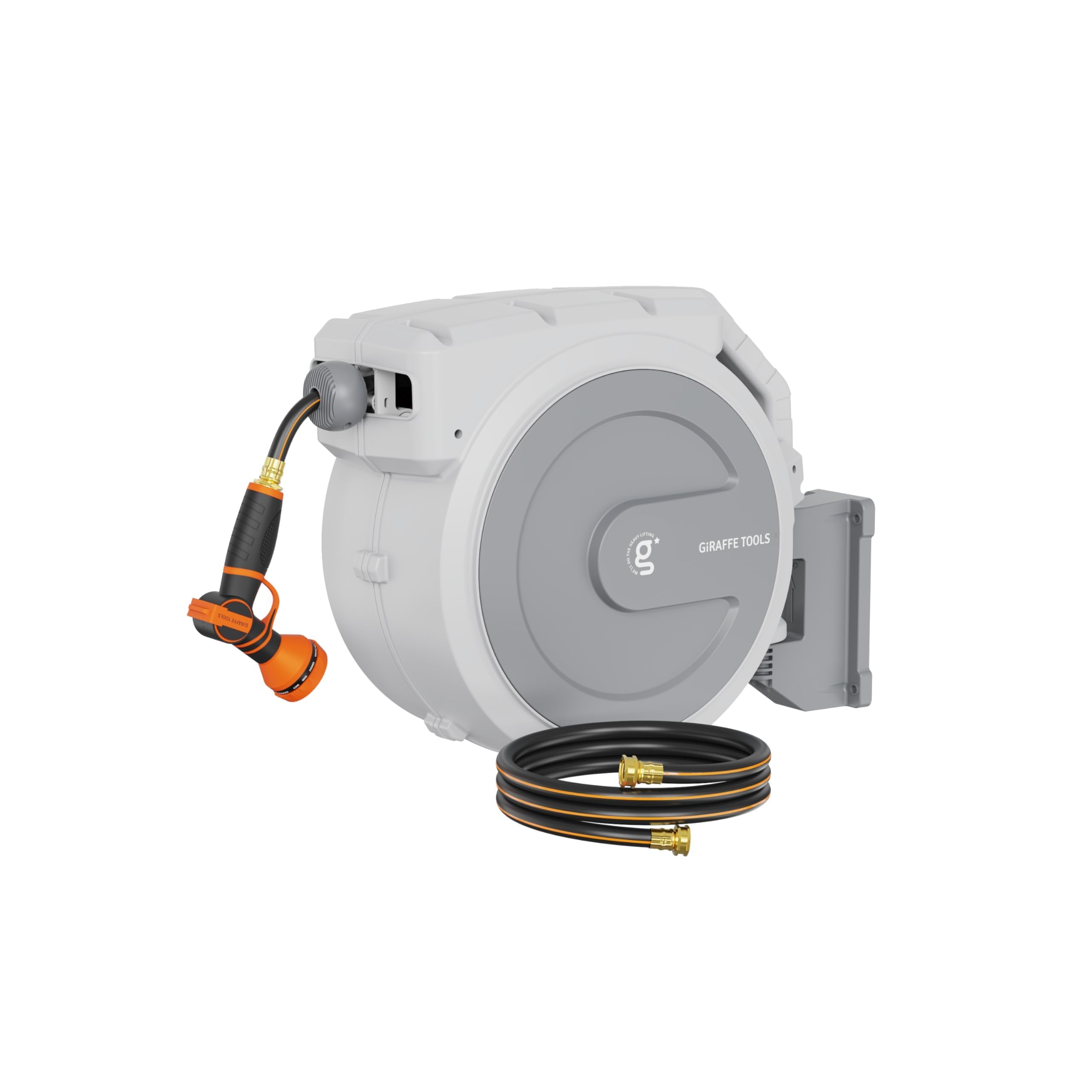 Giraffe Tools Retractable Garden Hose Reel 1/2"130FT Wall Mount Light Grey $179.99 MSRP